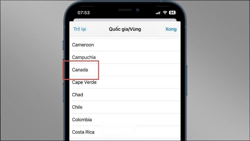 Chọn Canada