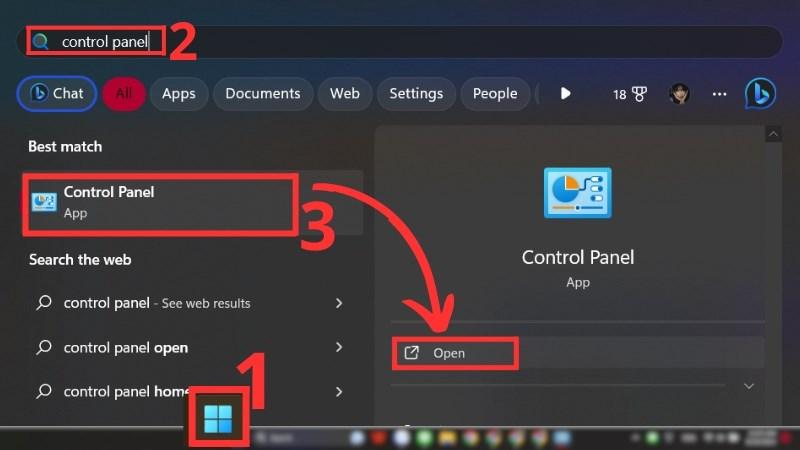 G&otilde; t&igrave;m kiếm Control panel