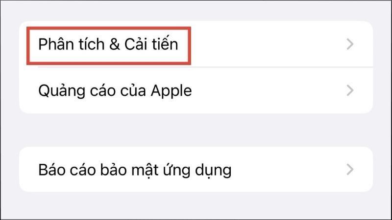 Nhấn vào mục Phân tích & Cải tiến