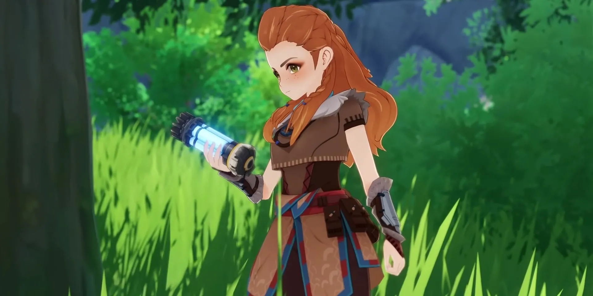 Aloy trong Genshin Impact với phong cách anime