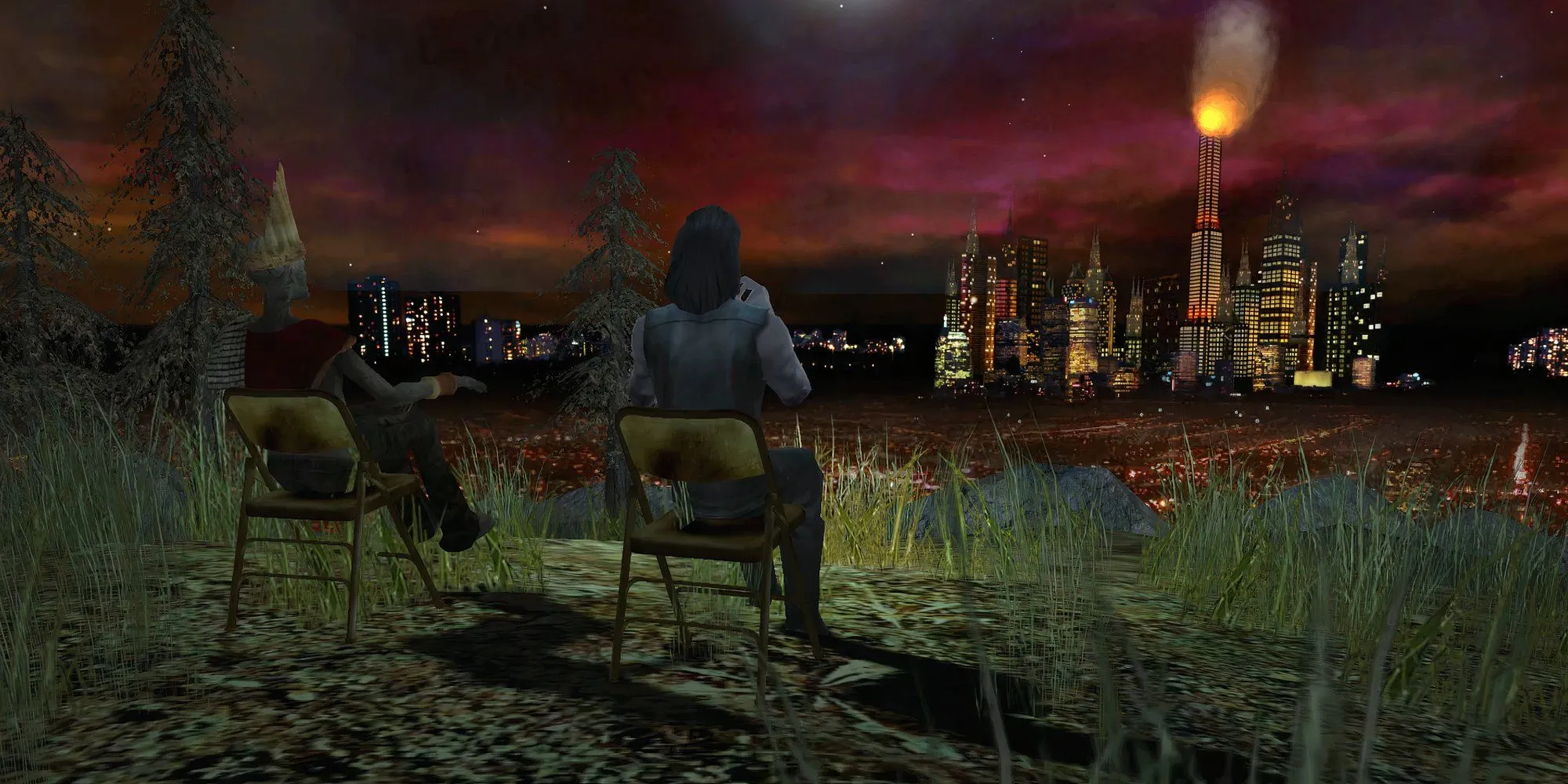 Alt văn bản: Cảnh kết thúc bùng nổ trong game Vampire: The Masquerade - Bloodlines, một game RPG lấy bối cảnh Los Angeles