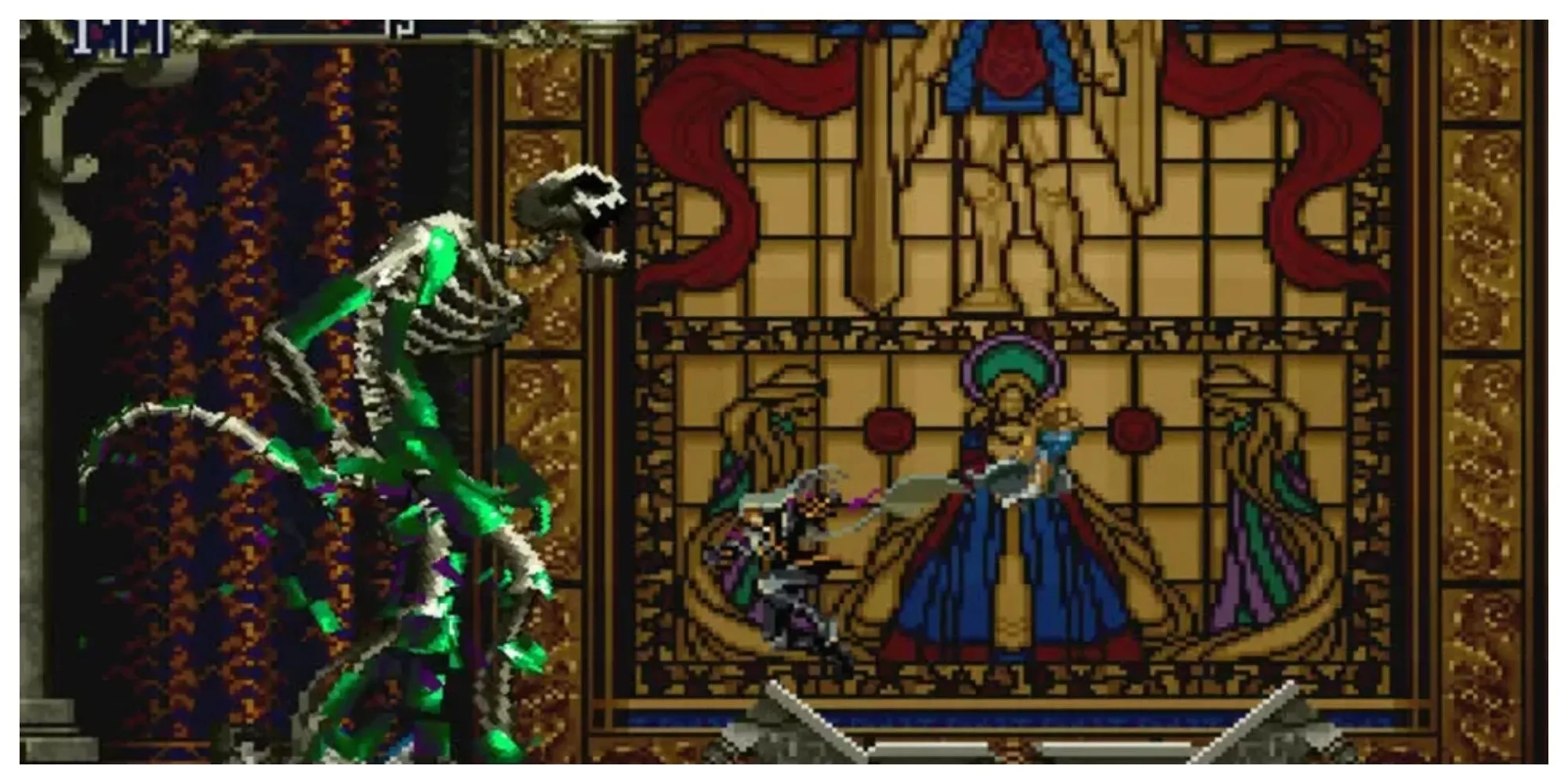 Alucard trong Castlevania Symphony of the Night đứng giữa lâu đài Dracula, tựa game Metroidvania có nhạc nền được coi là huyền thoại
