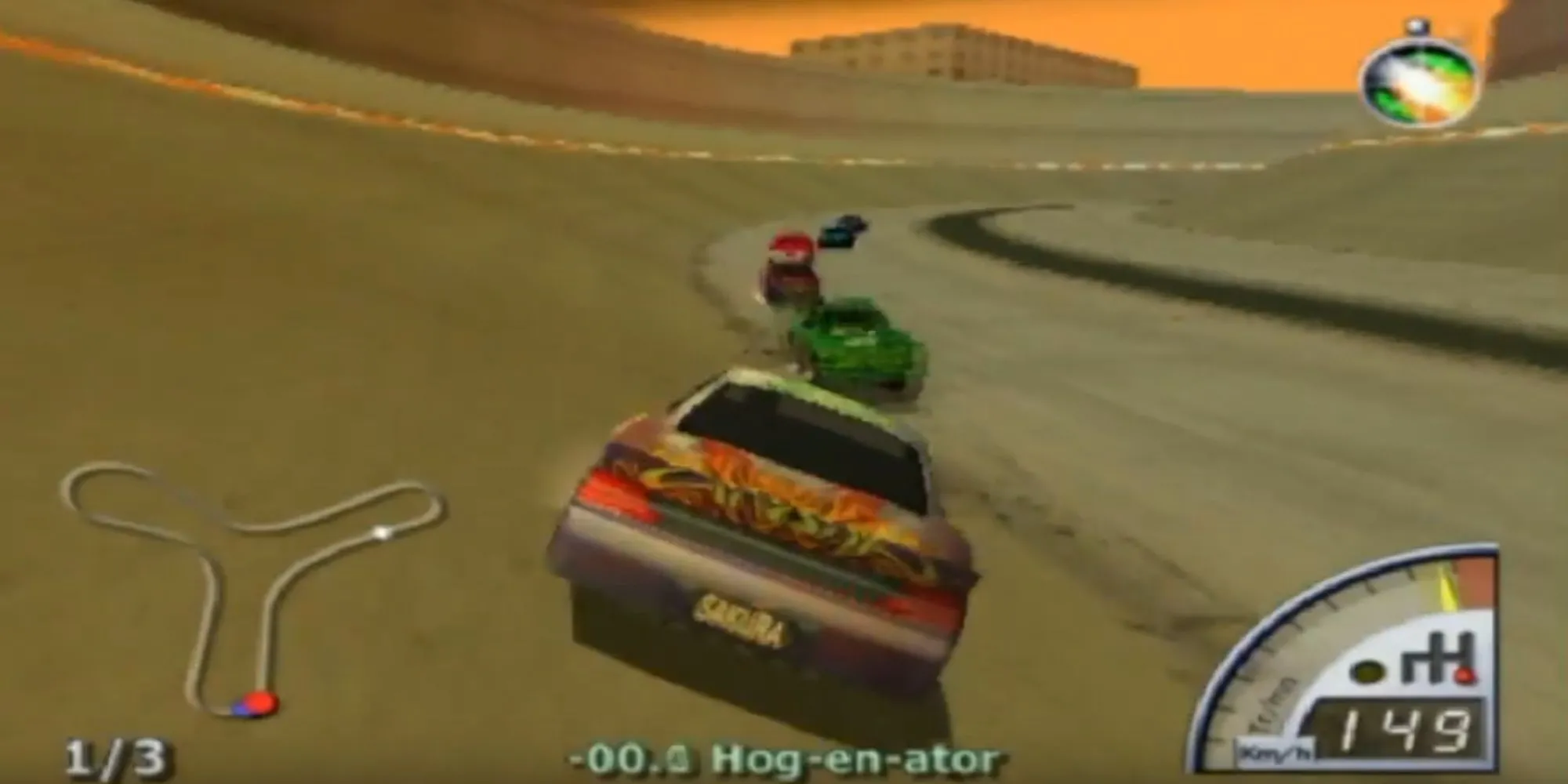 Ảnh bìa game Rumble Racing trên PS2 với nhiều loại xe khác nhau đang tranh tài