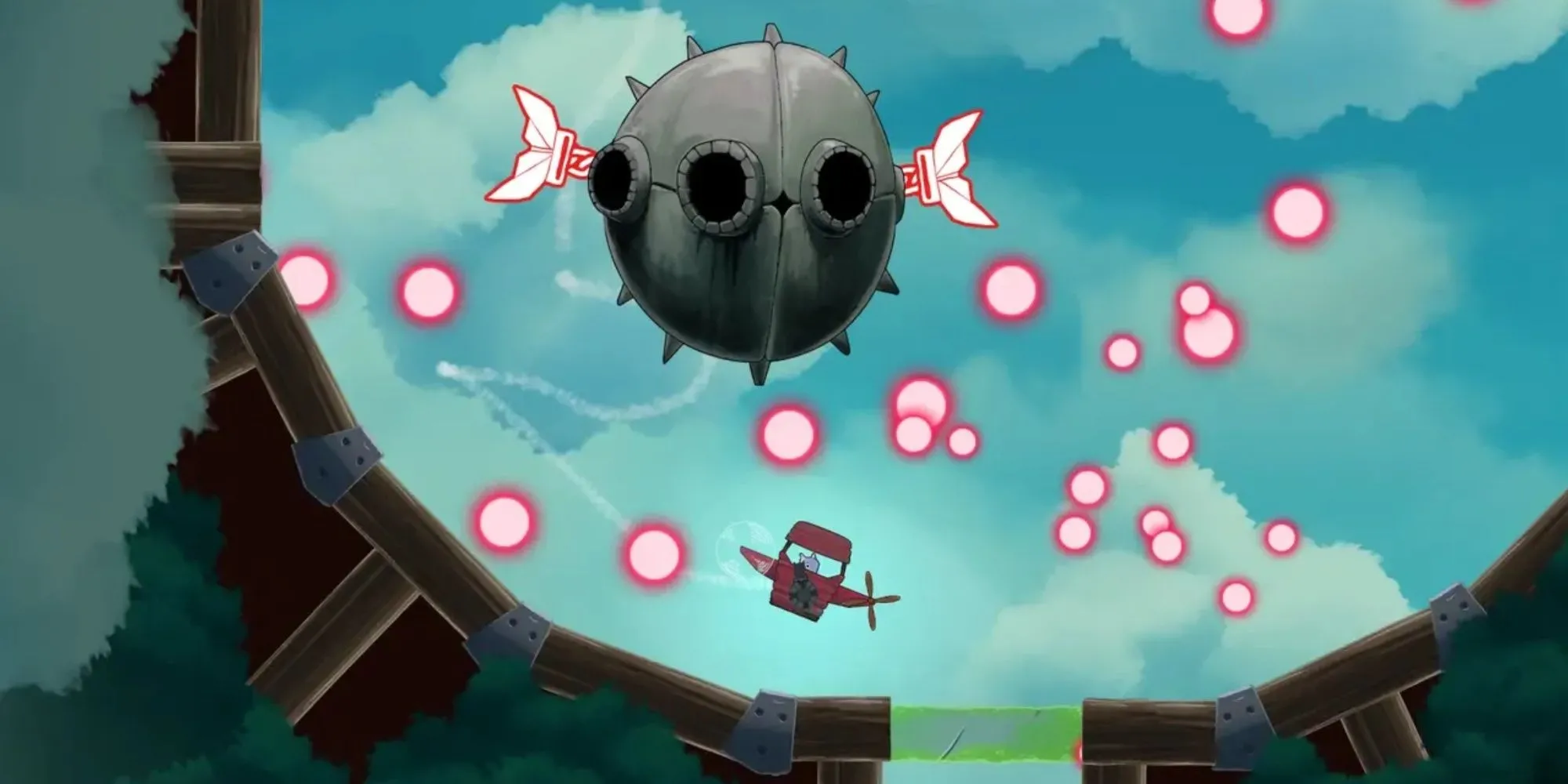 Ảnh chụp màn hình gameplay Islets với nhân vật bay giữa các hòn đảo trên bầu trời