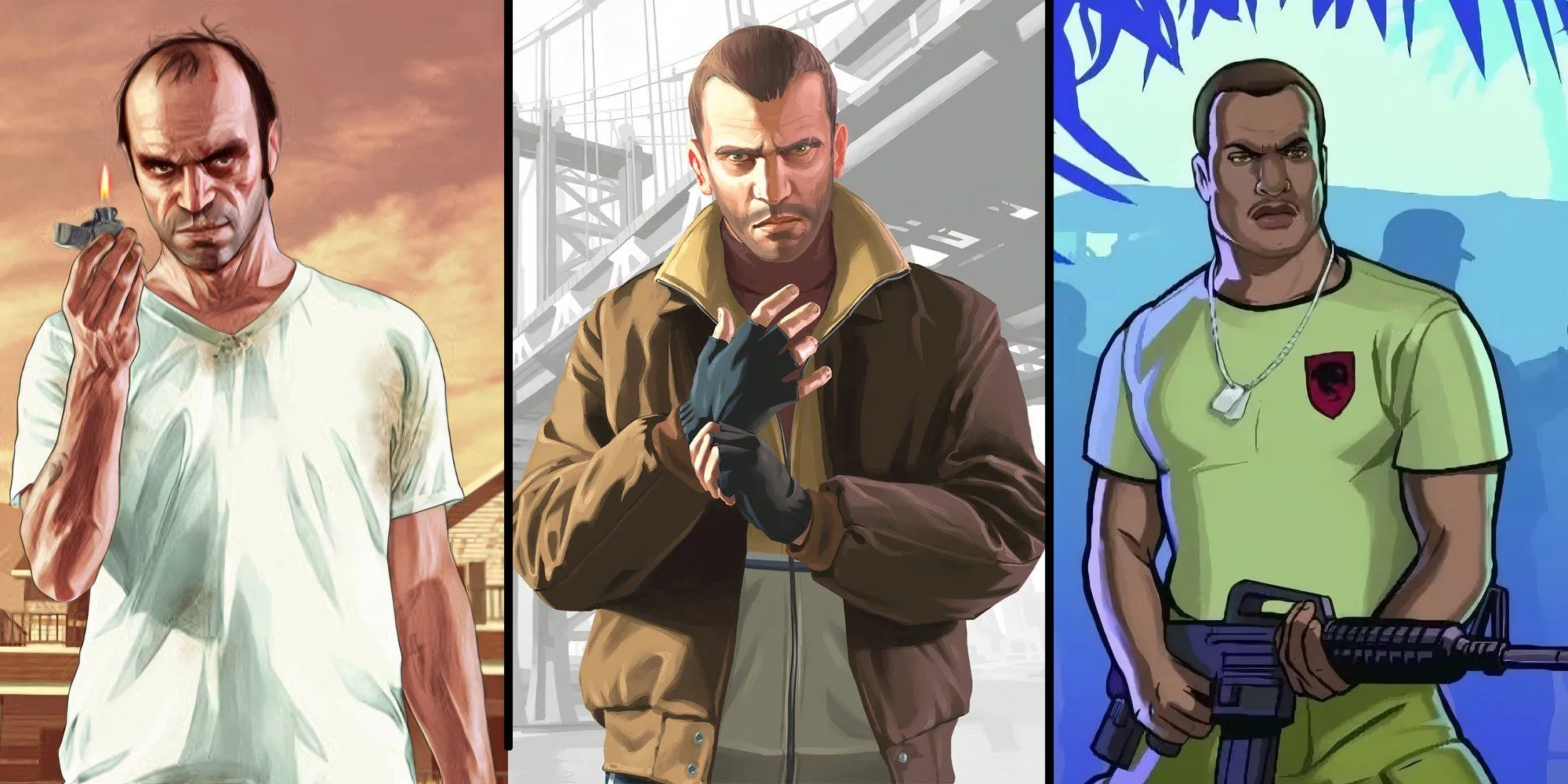Ảnh minh họa xếp hạng các nhân vật chính trong series Grand Theft Auto