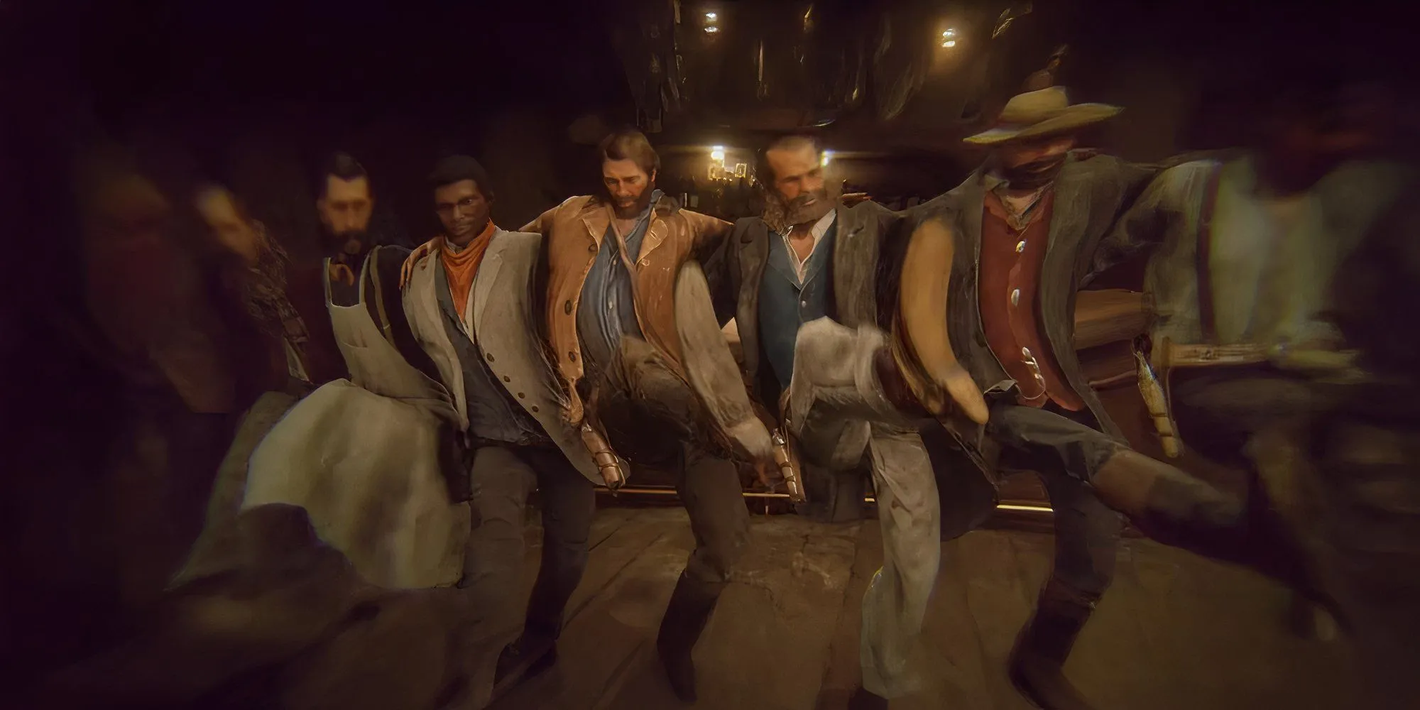 Arthur Morgan say rượu và gọi tên Lenny trong quán bar ở Red Dead Redemption 2