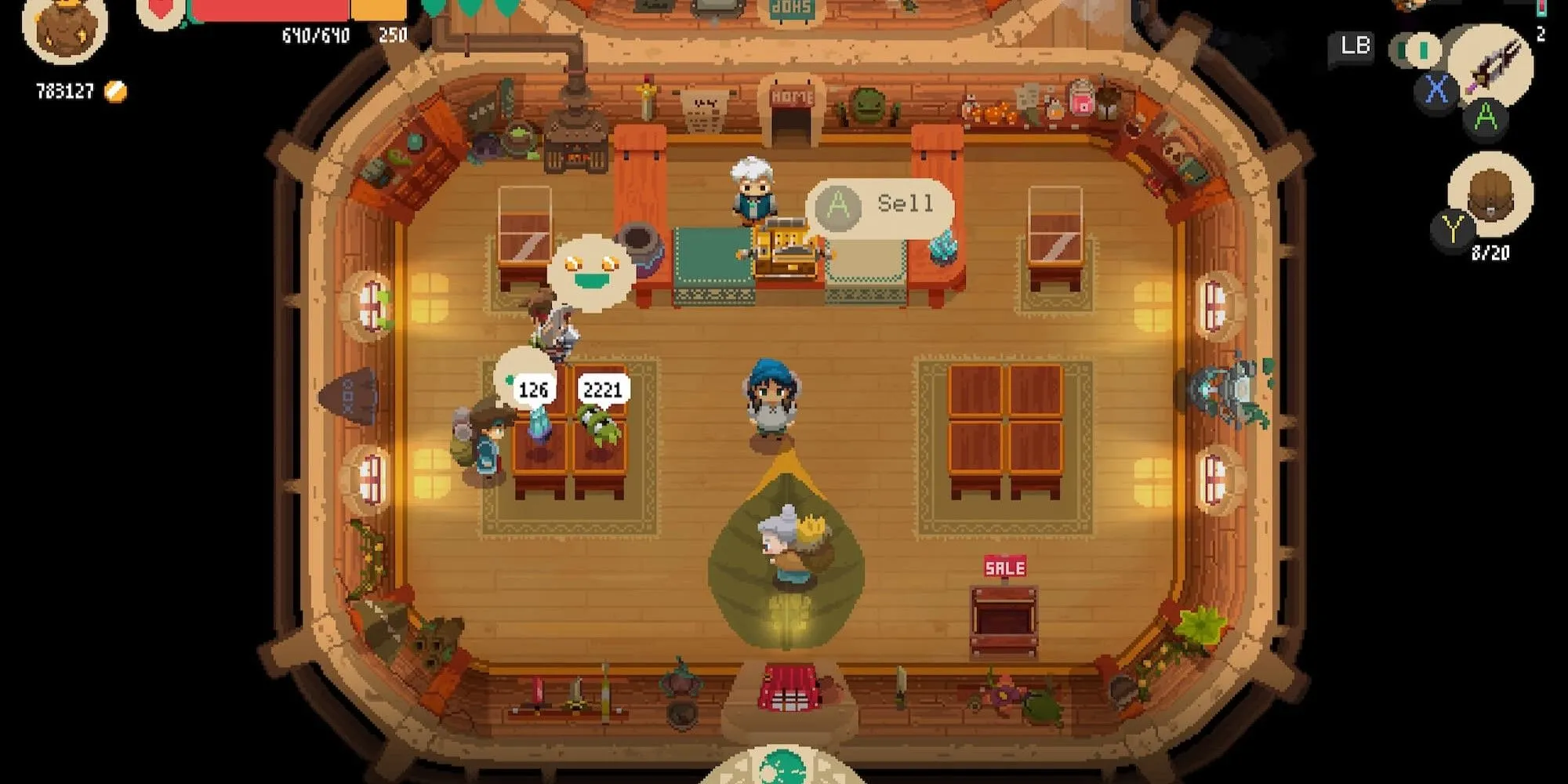 Bán đồ trong cửa hàng ở Moonlighter