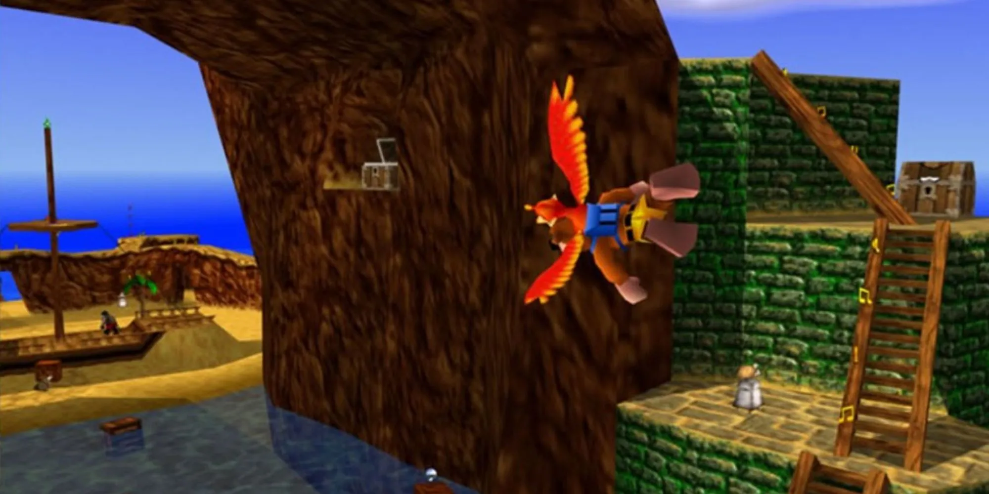 Banjo và Kazooie, cặp đôi gấu và chim, trên bìa game Banjo-Kazooie, tựa game platformer 3D xuất sắc của Rare trên N64.