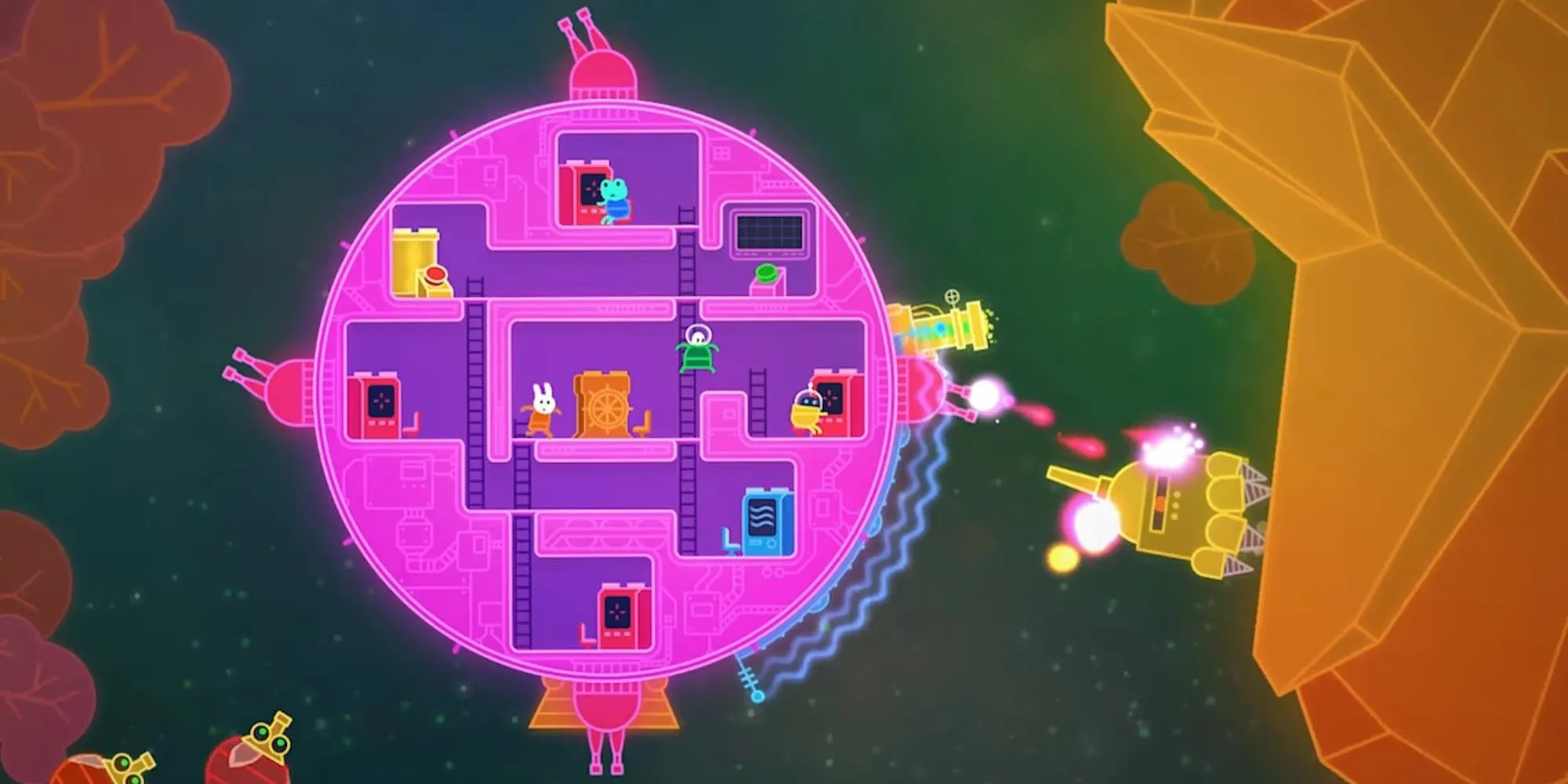 Bên trong con tàu vũ trụ đầy màu sắc trong game Lovers in a Dangerous Spacetime