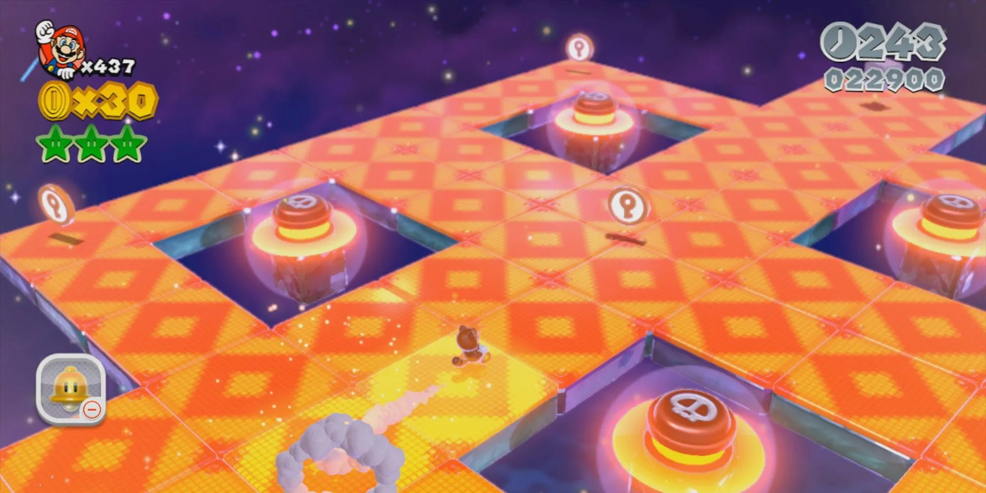 Các nhân vật Mario, Luigi, Peach và Toad trong game Super Mario 3D World
