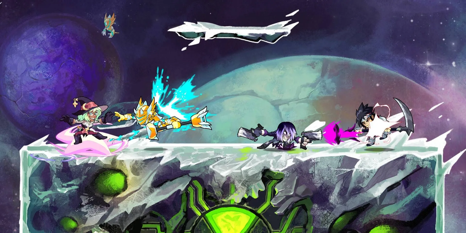 Các nhân vật trong Brawlhalla đang giao tranh quyết liệt trên một bản đồ lấy cảm hứng từ Ben 10