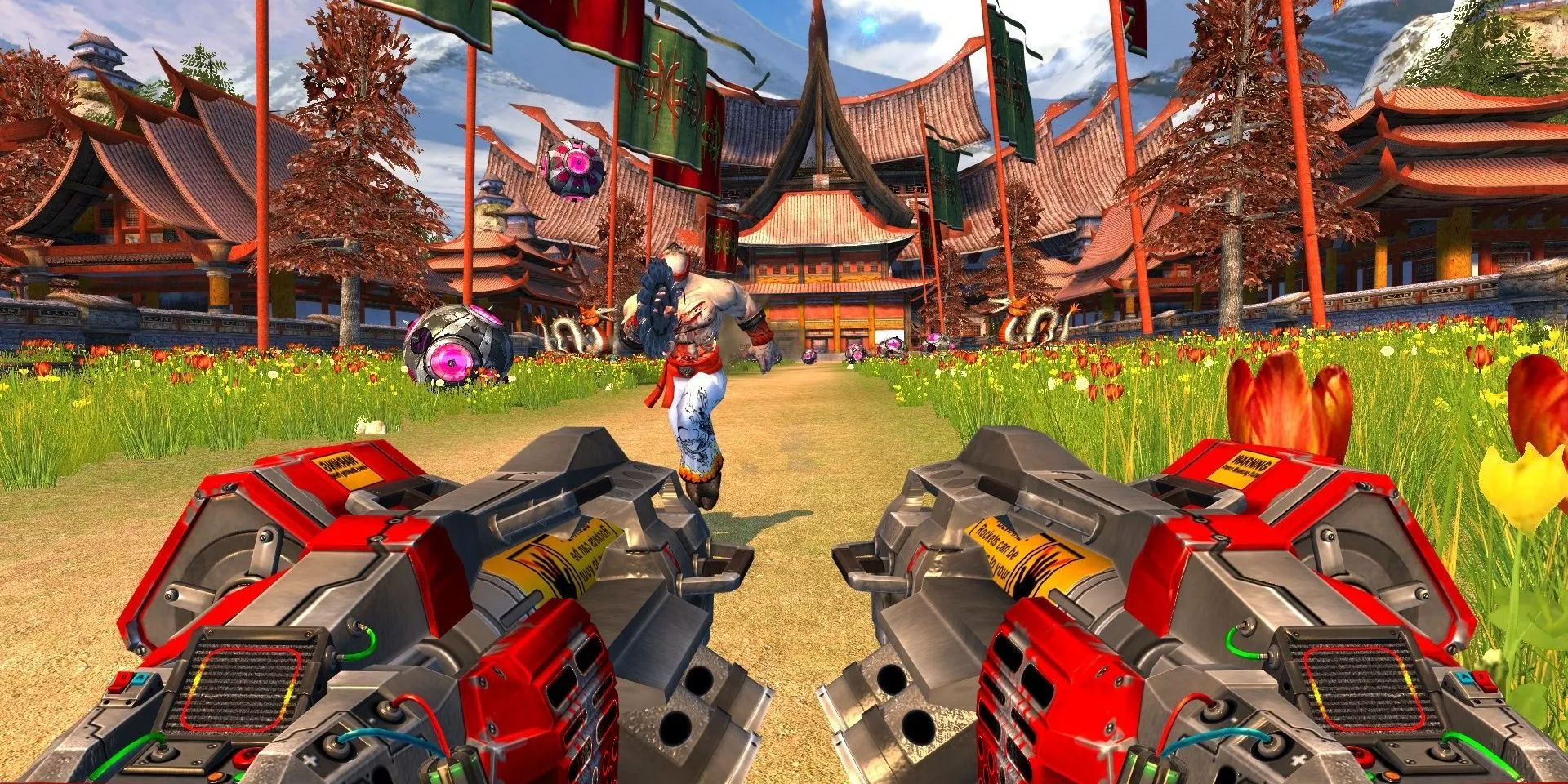 Cầm hai khẩu súng phóng rocket trong Serious Sam 2