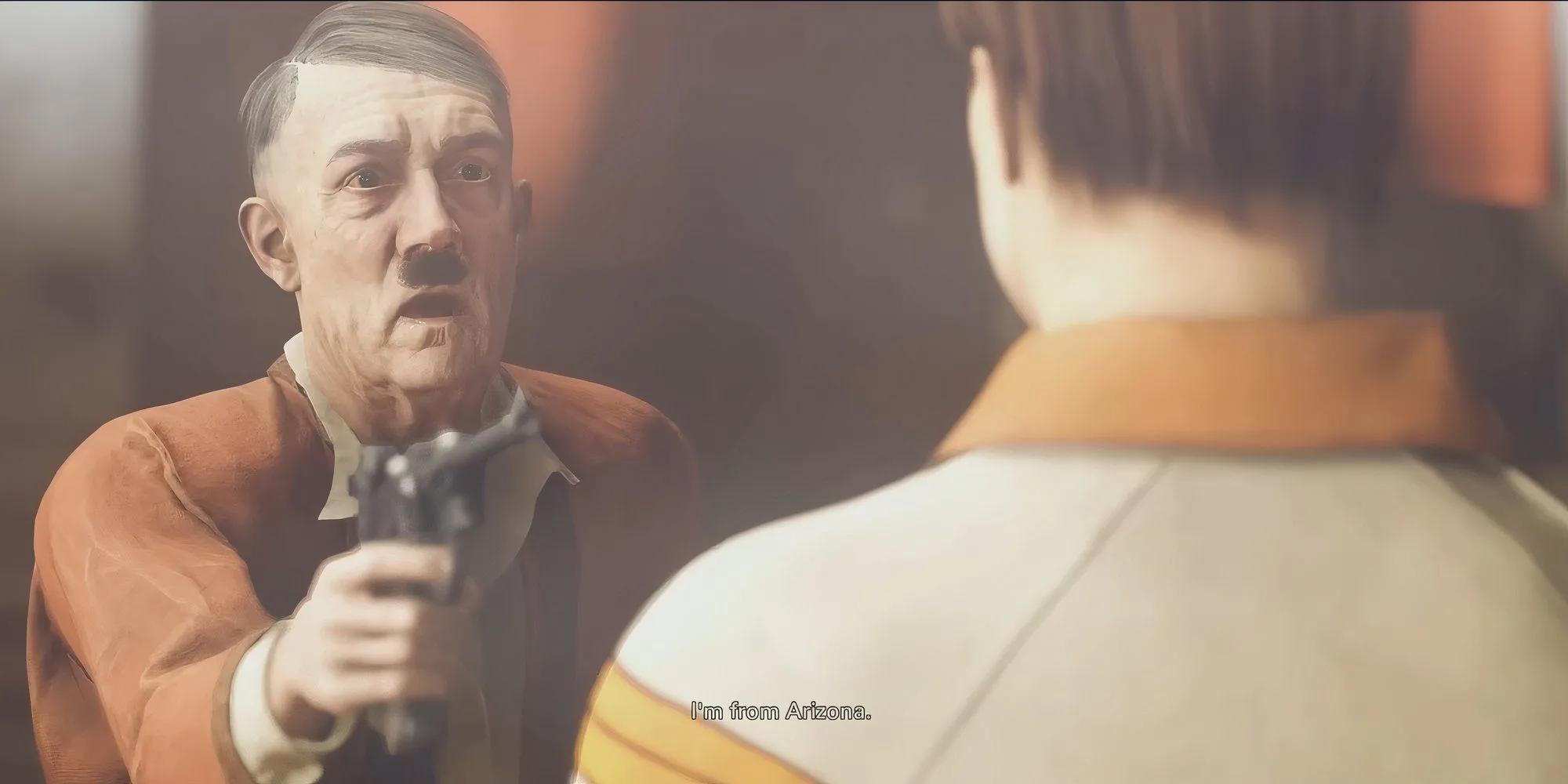Cảnh Adolf Hitler lẩm cẩm trong buổi thử vai phim tuyên truyền ở Wolfenstein II: The New Colossus