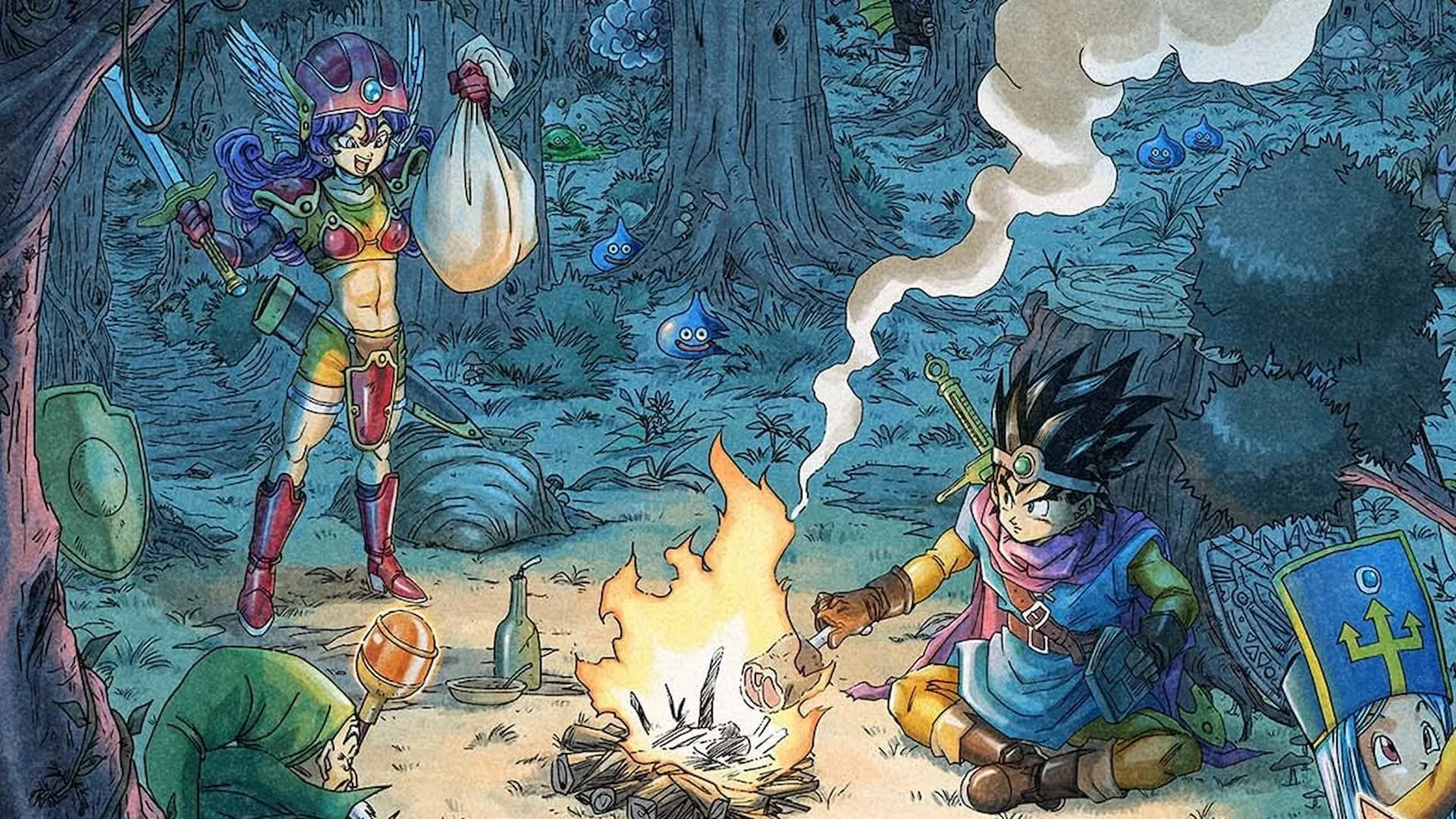 Cảnh cắm trại trong Dragon Quest 3 HD-2D Remake, minh họa cho phong cách đồ họa mới có thể ảnh hưởng đến Chrono Trigger làm lại