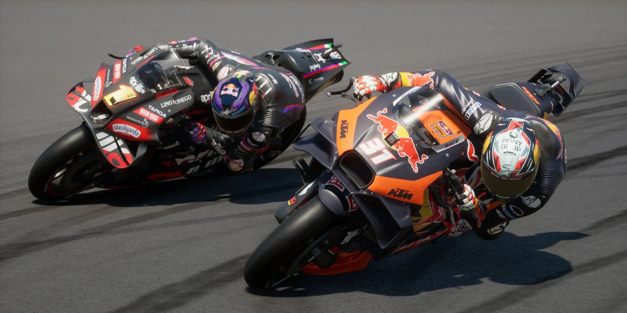 Cảnh đua tranh nghẹt thở giữa các tay đua trong chế độ Career của MotoGP 25.