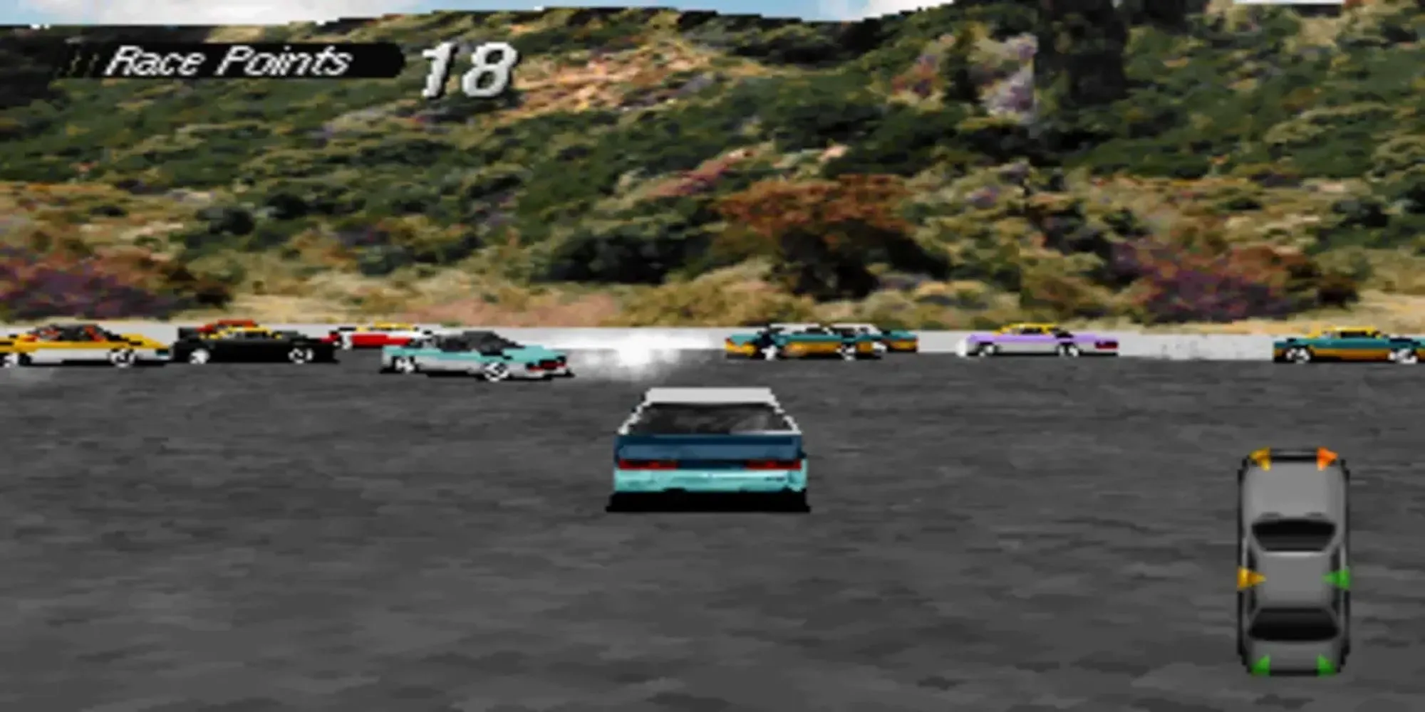 Cảnh đua xe Wreckin' Racing kịch tính trong Destruction Derby 1 trên hệ máy PS1