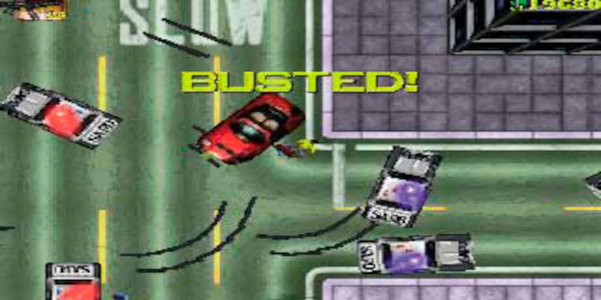 Cảnh truy đuổi của cảnh sát trong Grand Theft Auto (GTA 1), game đầu tiên đặt nền móng cho Rockstar