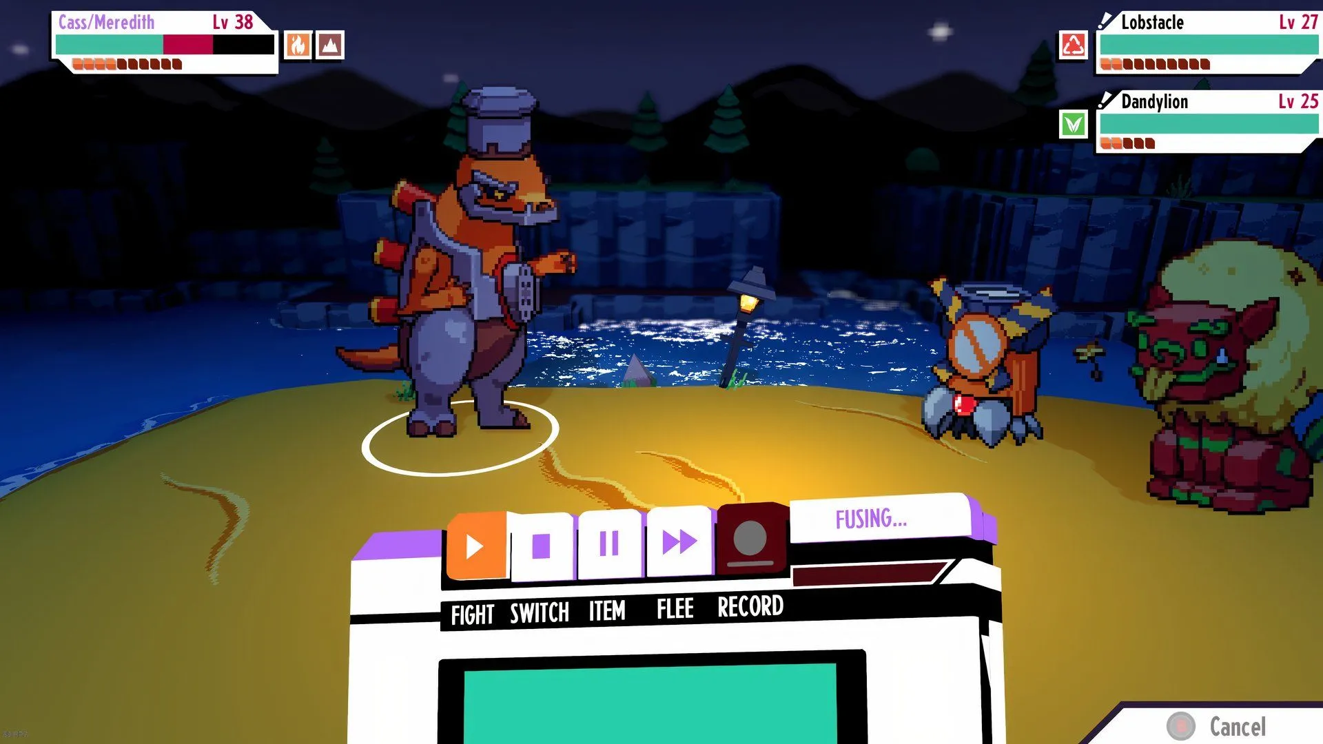 Chiến đấu quái vật kết hợp Fusion độc đáo trong game RPG Cassette Beasts pixel art