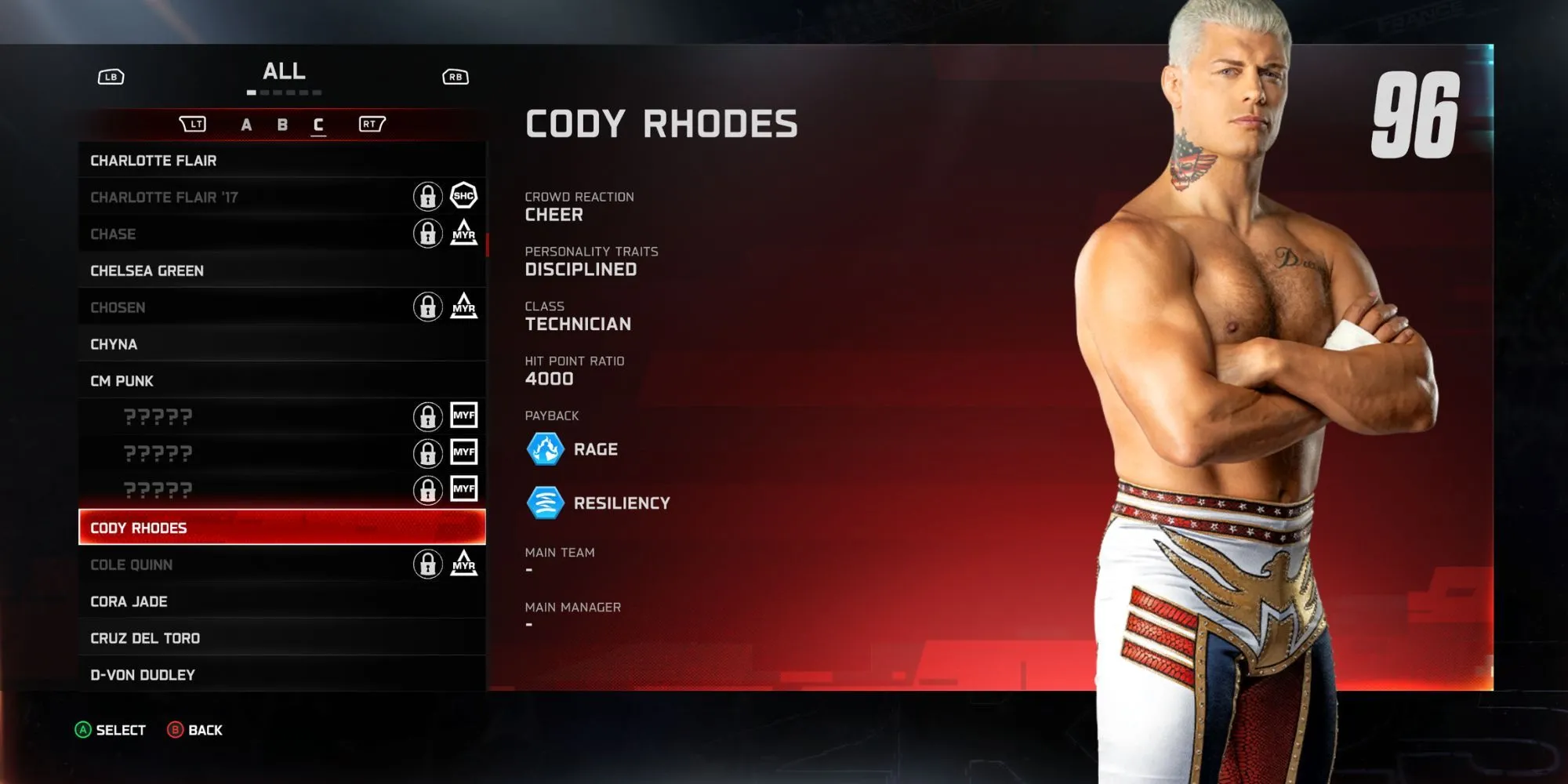 Cody Rhodes, một Technician bậc thầy trong WWE 2K25, với kỹ năng đấu vật điêu luyện