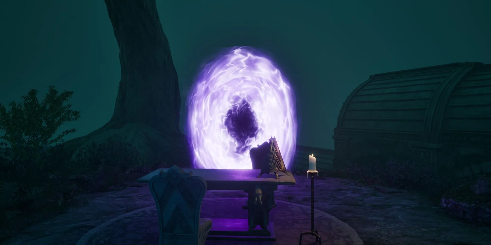 Cổng dịch chuyển giúp người chơi rời Shivering Isles và quay về Cyrodiil trong Oblivion Remastered
