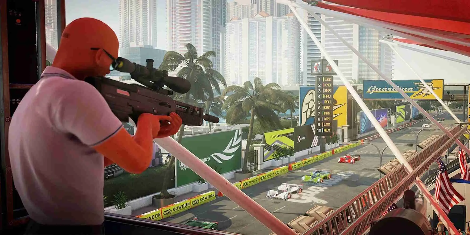 Đặc vụ 47 trong Hitman World Of Assassination ngắm bắn mục tiêu