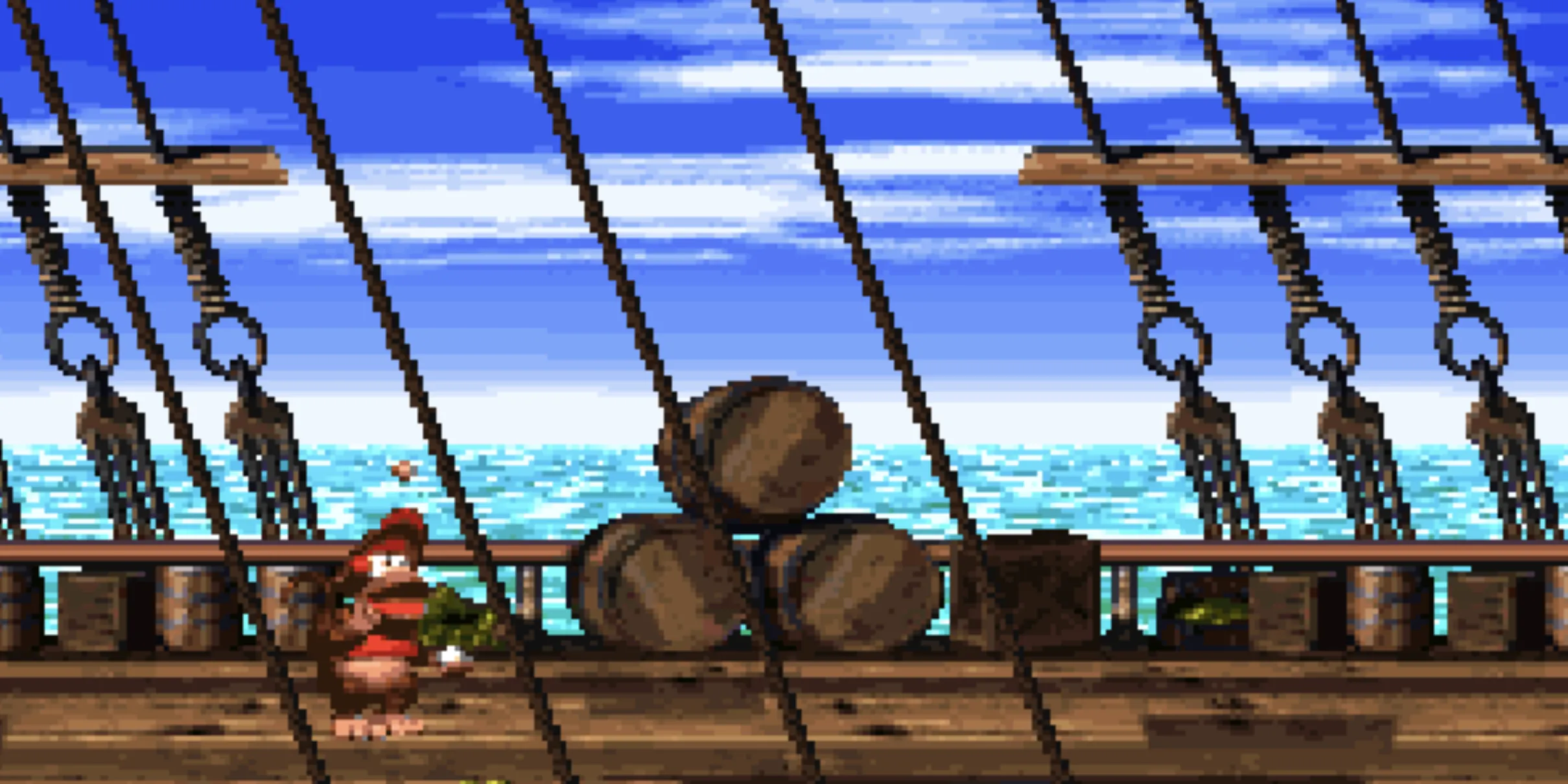 Diddy Kong và Dixie Kong trong một màn chơi của Donkey Kong Country 2