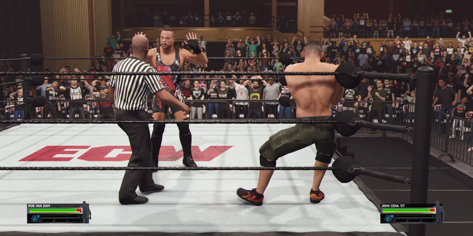 Đô vật thực hiện đòn đánh lén sau khi thắng chain wrestling trong WWE 2K25