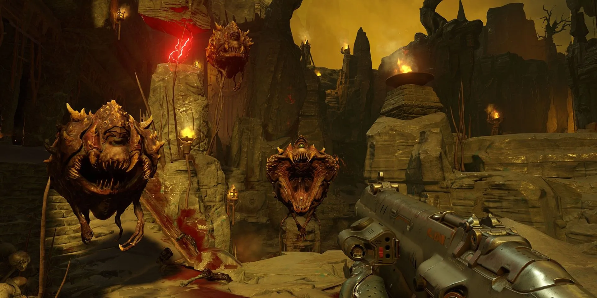 Đối mặt với nhiều Cacodemons trong Doom 2016