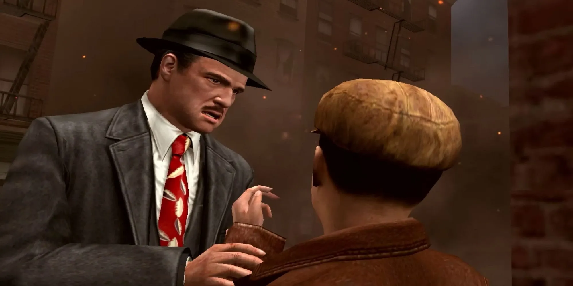 Don Corleone nói chuyện với một đứa trẻ trong game The Godfather The Game