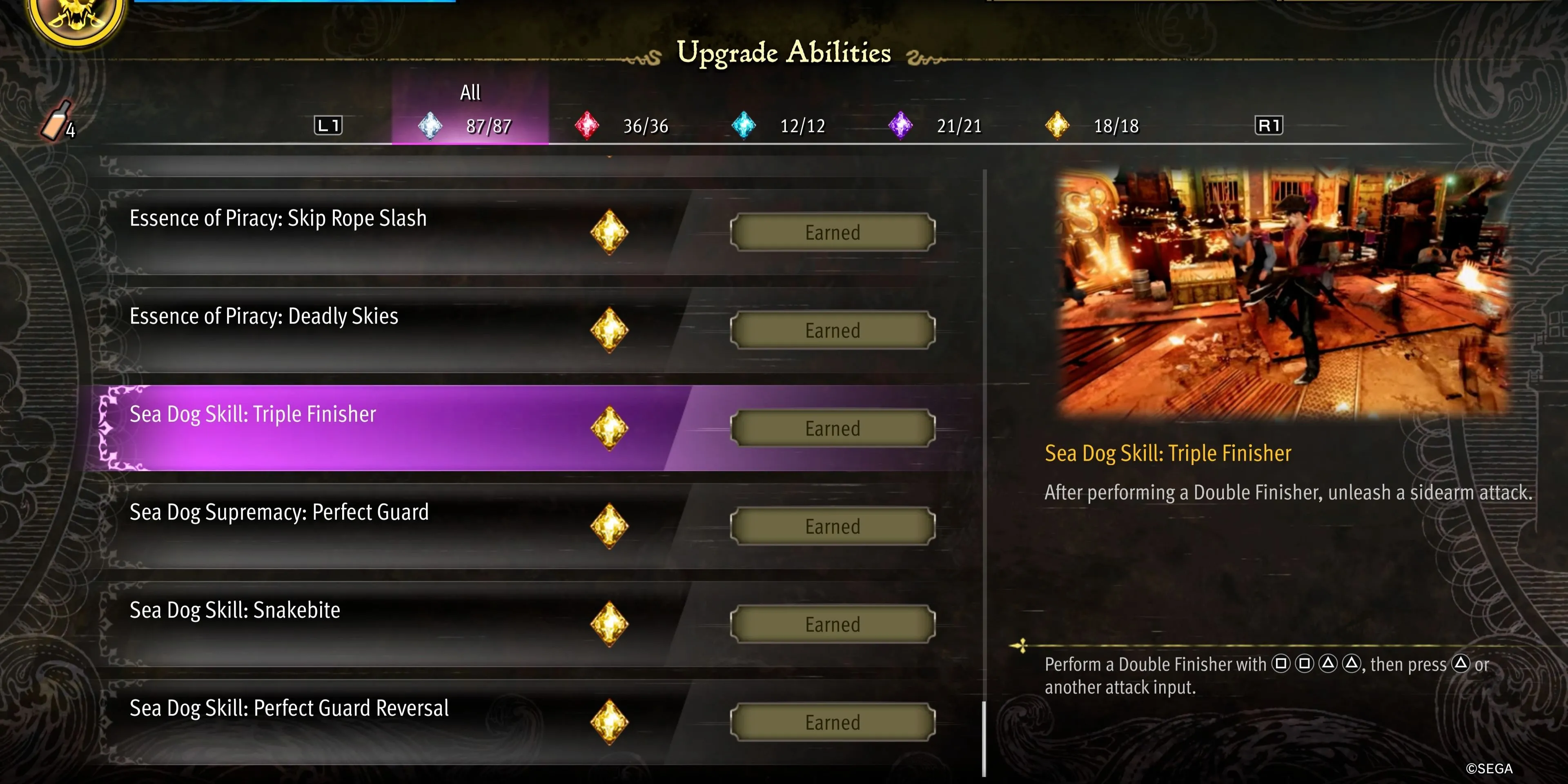 Đòn kết liễu Triple Finisher mạnh mẽ của Majima phong cách Sea Dog
