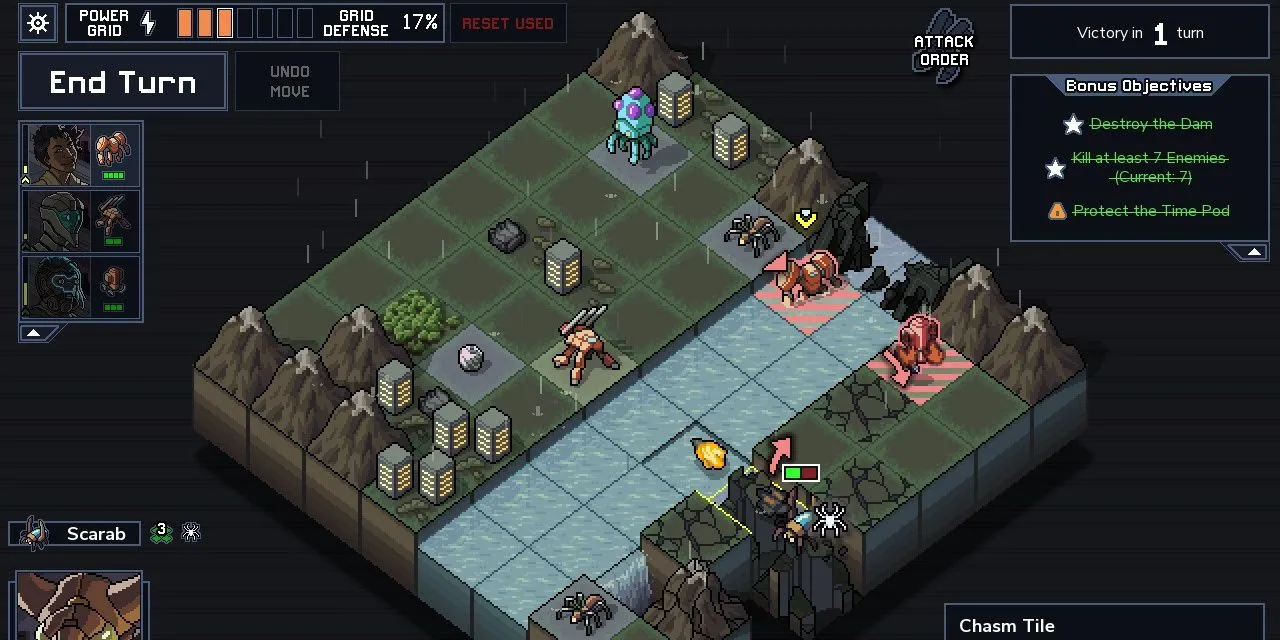 Gameplay chiến thuật với các đơn vị Mecha trong Into The Breach