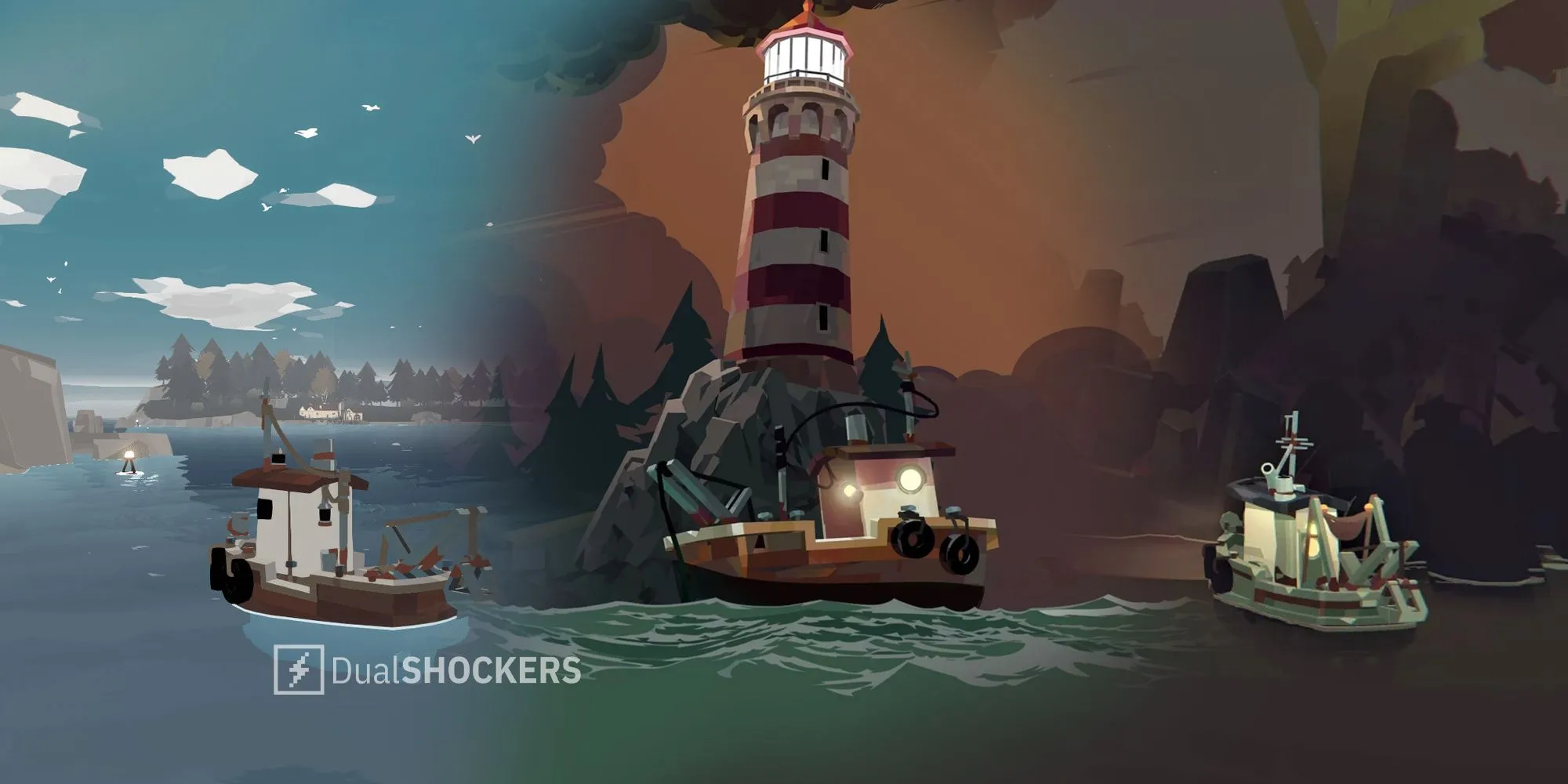Gameplay Dredge với thuyền và các sinh vật biển