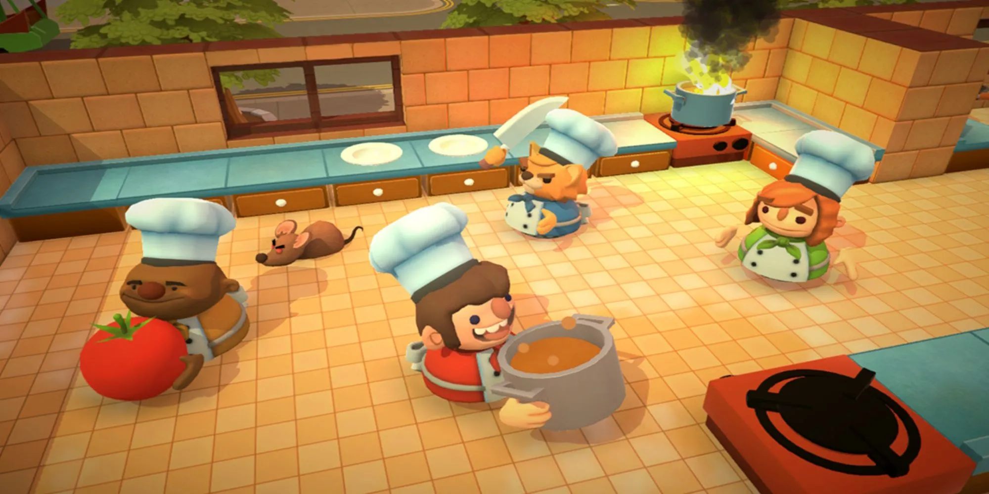 Gameplay hỗn loạn trong nhà bếp của Overcooked All You Can Eat