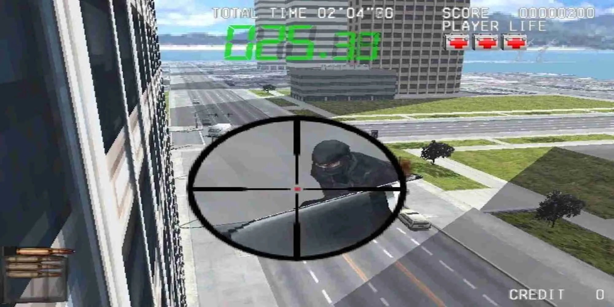 Gameplay Silent Scope góc nhìn thứ nhất qua ống ngắm