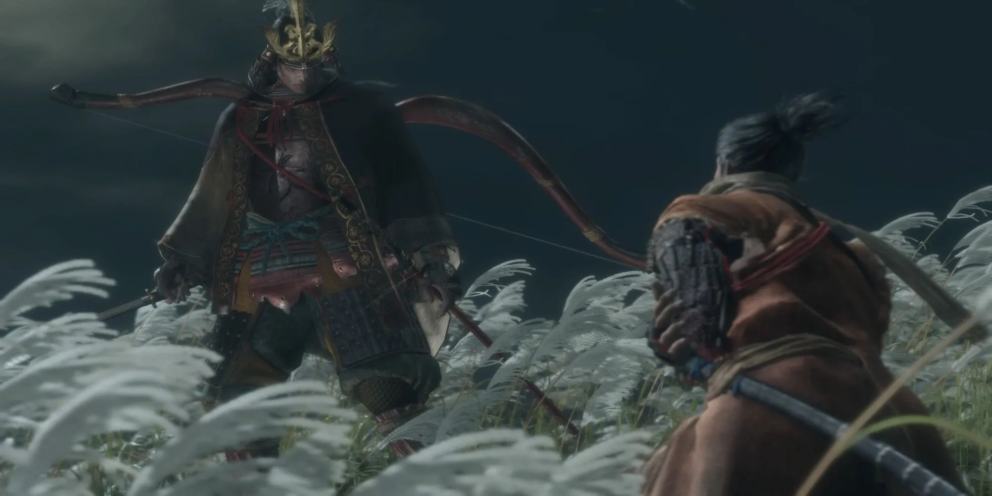 Genichiro Ashina nhìn xuống người chơi trong Sekiro