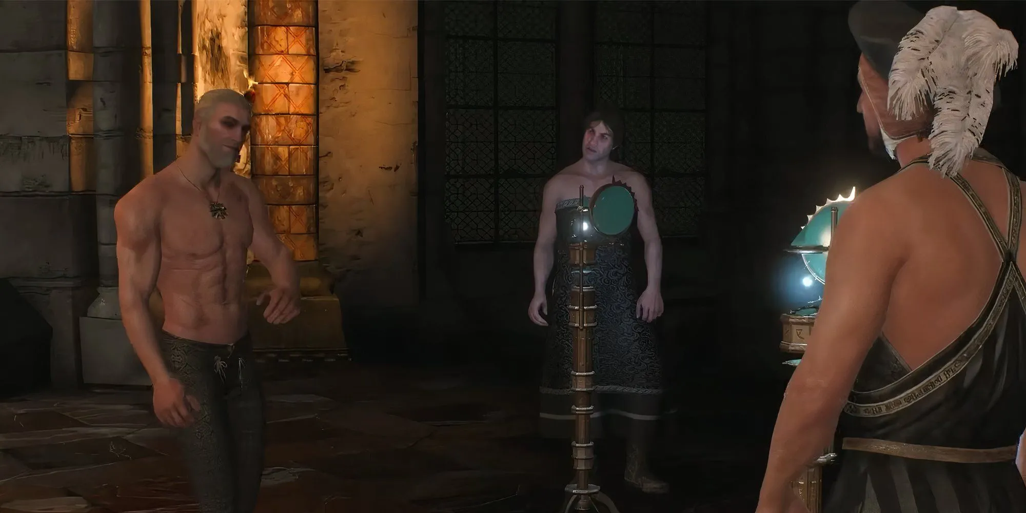 Geralt và các Witcher say rượu trong đêm vui tại Kaer Morhen, The Witcher 3