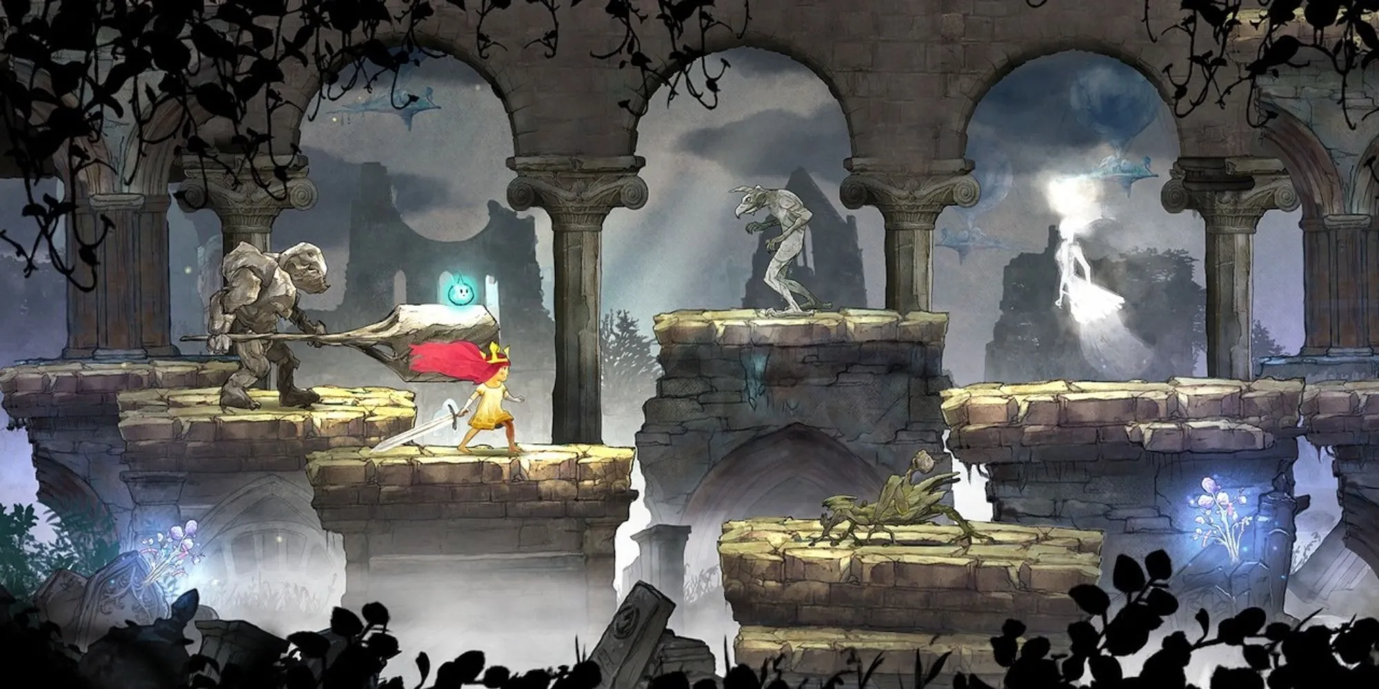 Giao diện chiến đấu ATB độc đáo trong game RPG Child of Light đồ họa màu nước