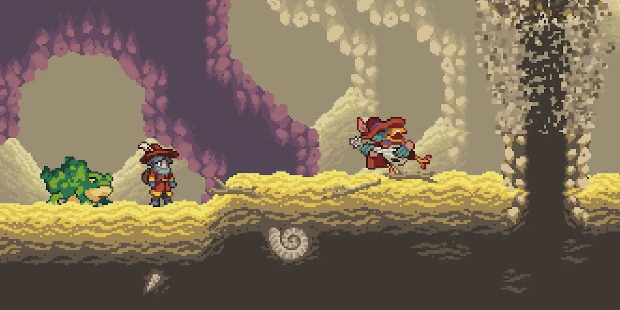 Giao diện chiến đấu của Monster Sanctuary, một game kết hợp bắt quái vật và Metroidvania
