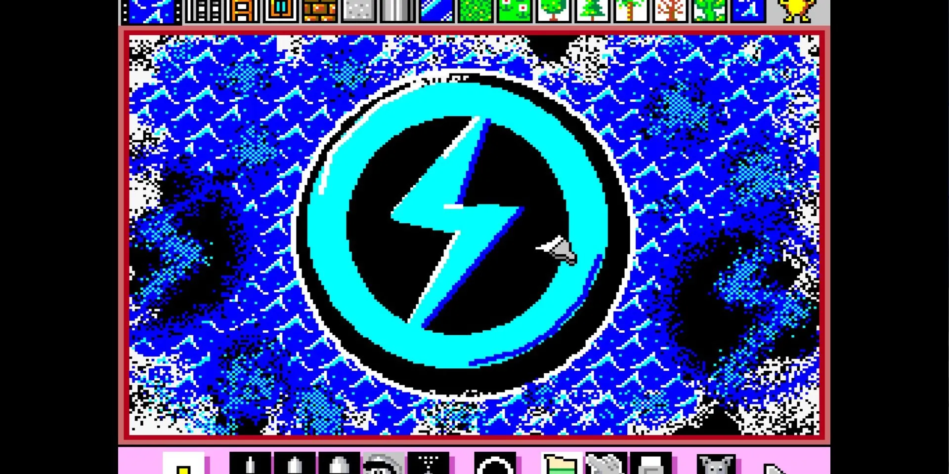 Giao diện game Mario Paint với logo Dualshockers được vẽ bên trong