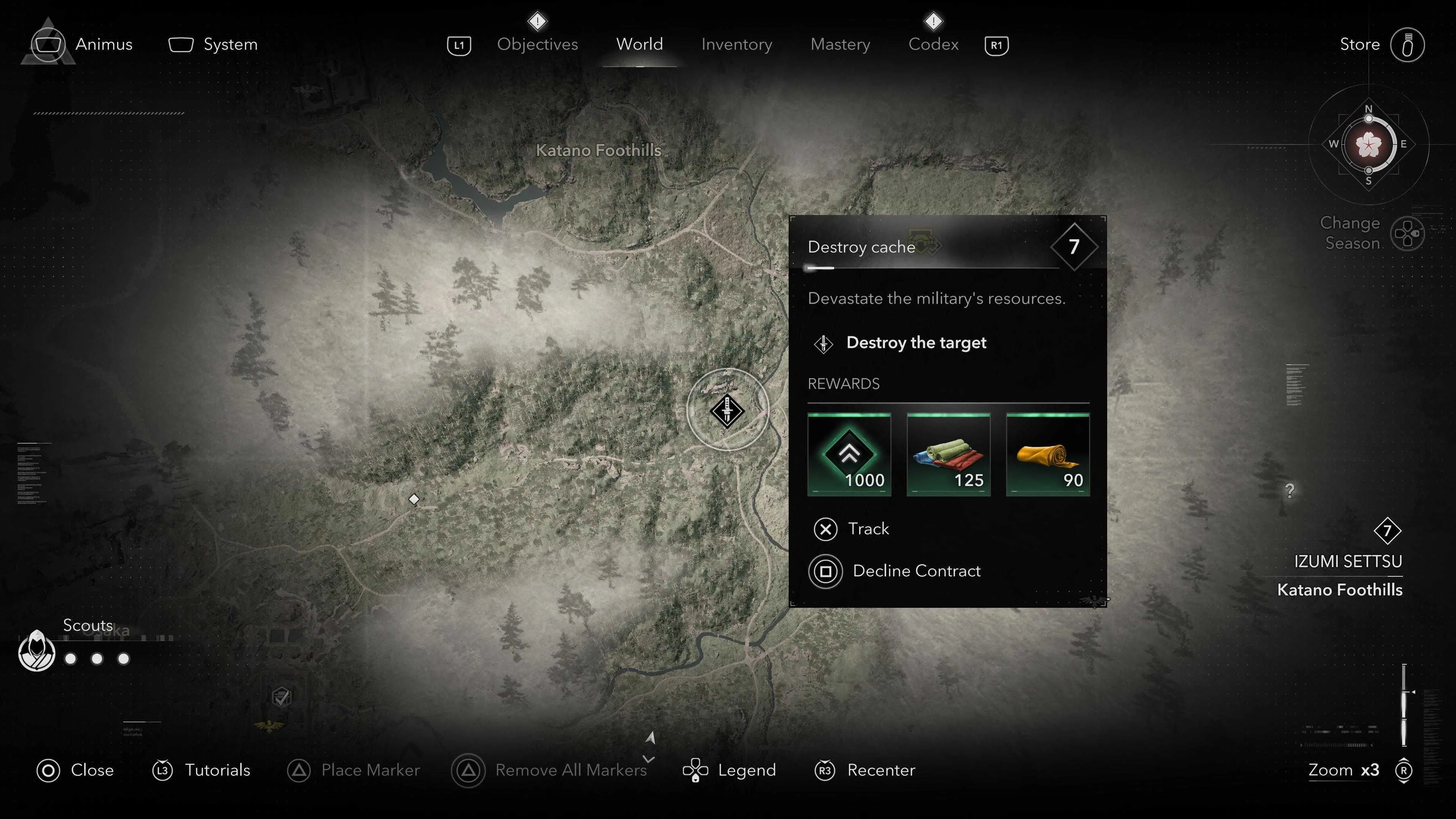 Giao diện hợp đồng trong Assassin's Creed Shadows mang lại XP và vật liệu