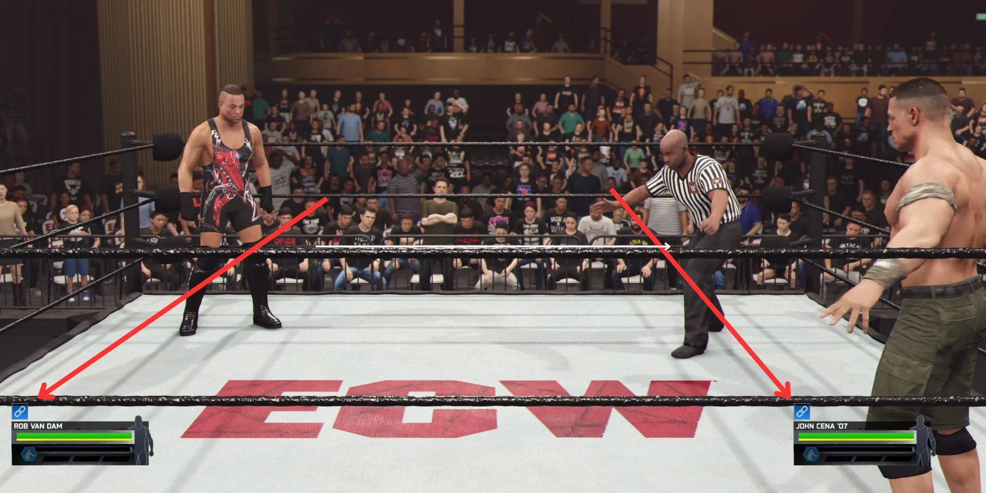 Giao diện kích hoạt chain wrestling WWE 2K25 với biểu tượng đặc trưng