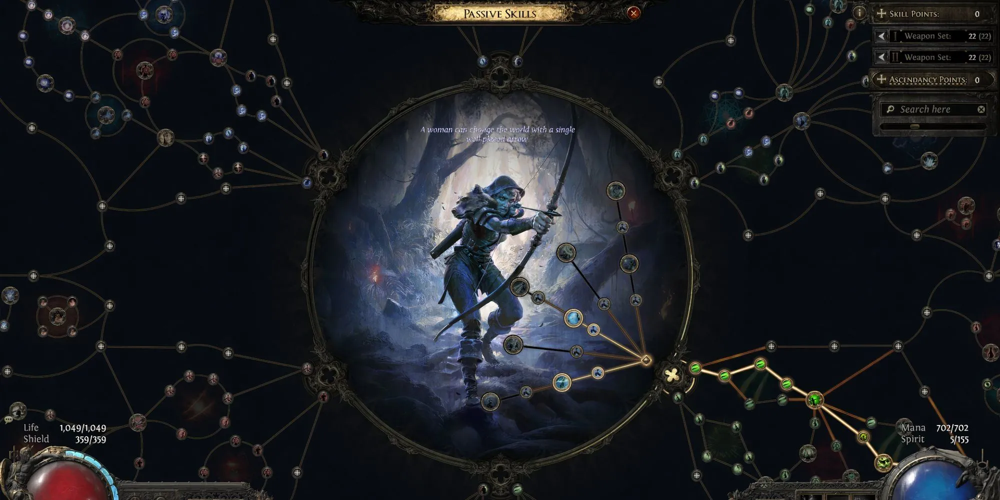 Giao diện lựa chọn Thăng hoa Deadeye cho Ranger trong Path of Exile II
