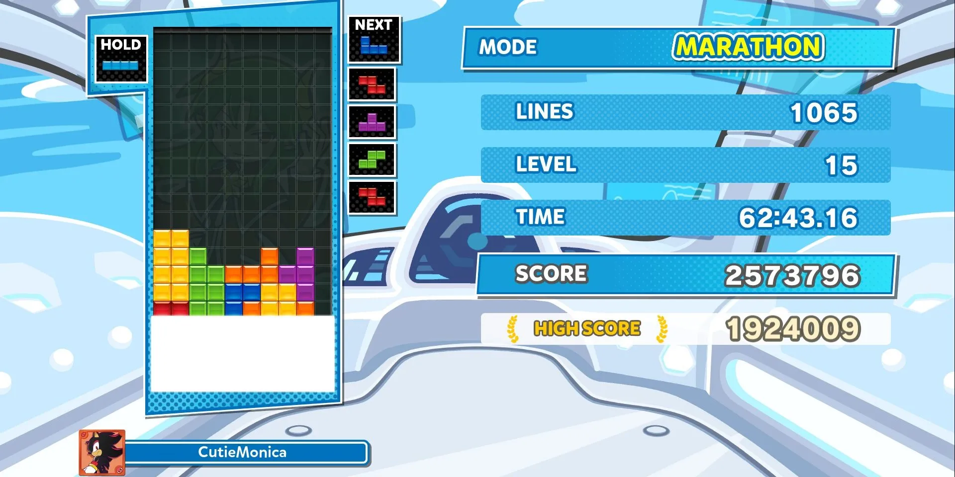 Giao diện thi đấu trong game Puyo Puyo Tetris 2.