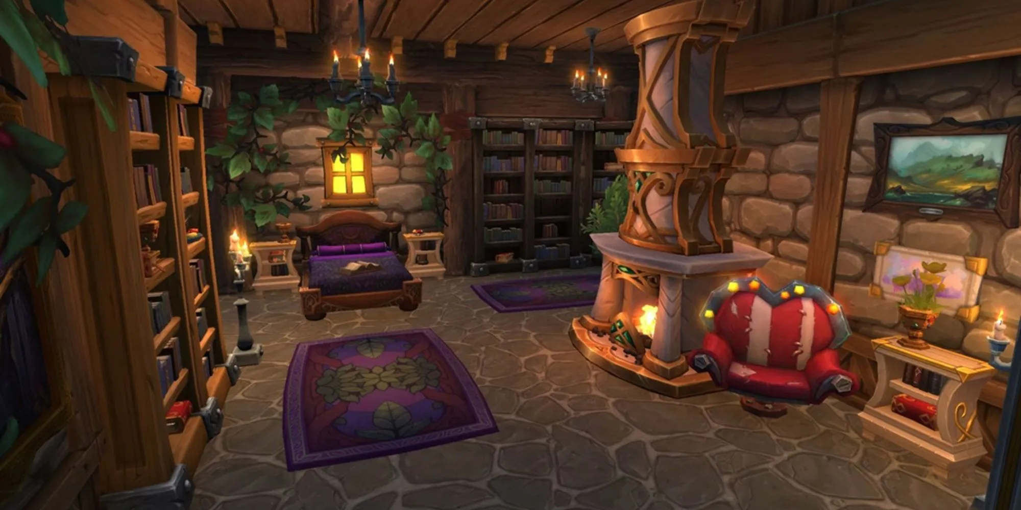 Giao diện tùy chỉnh nhà ở trong World of Warcraft với nhiều vật phẩm trang trí