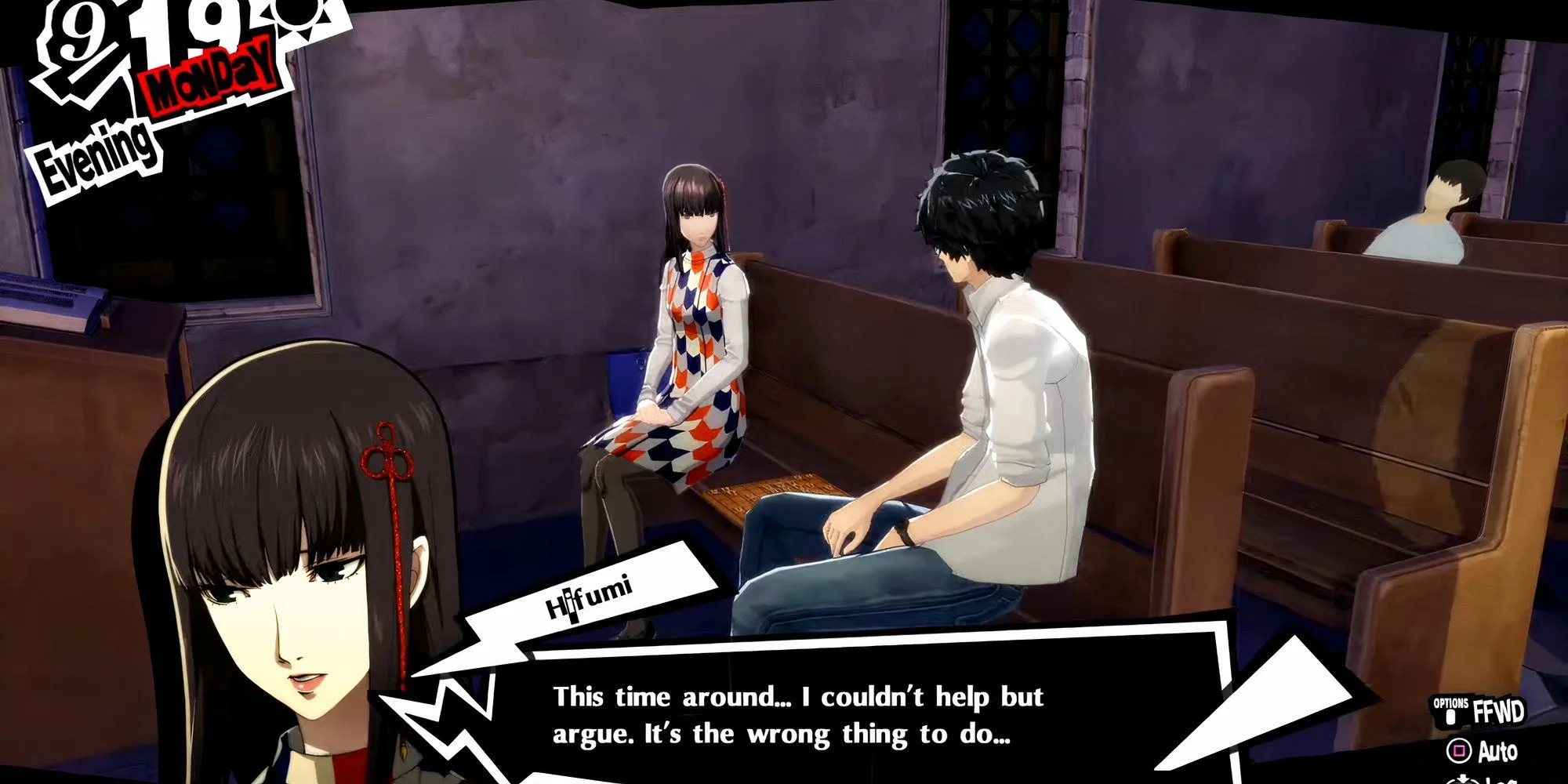 Hifumi Togo và Joker tại nhà thờ Kanda trong Persona 5 Royal