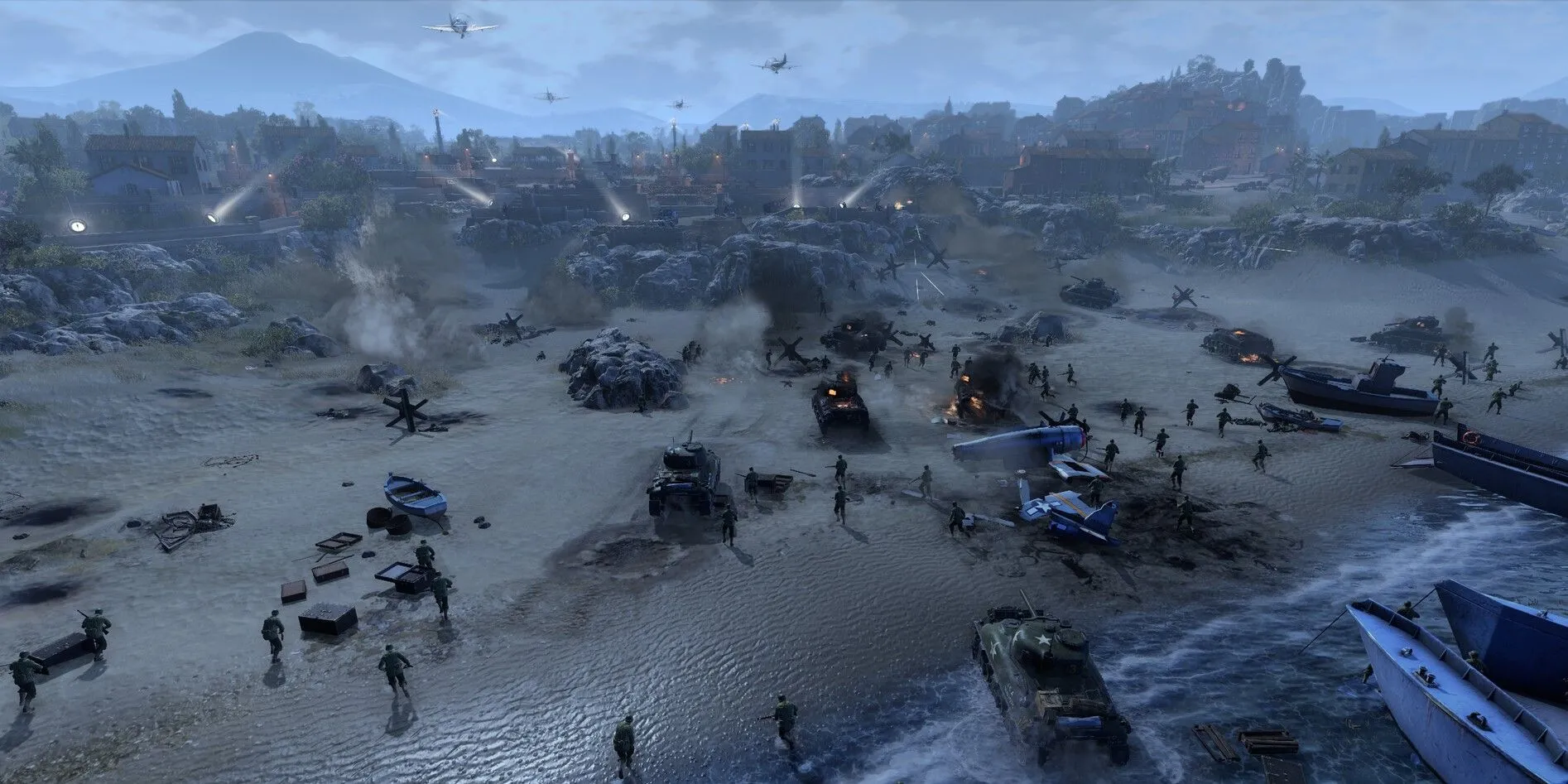 Hình ảnh Company of Heroes 3 với xe tăng và binh lính trên chiến trường khốc liệt