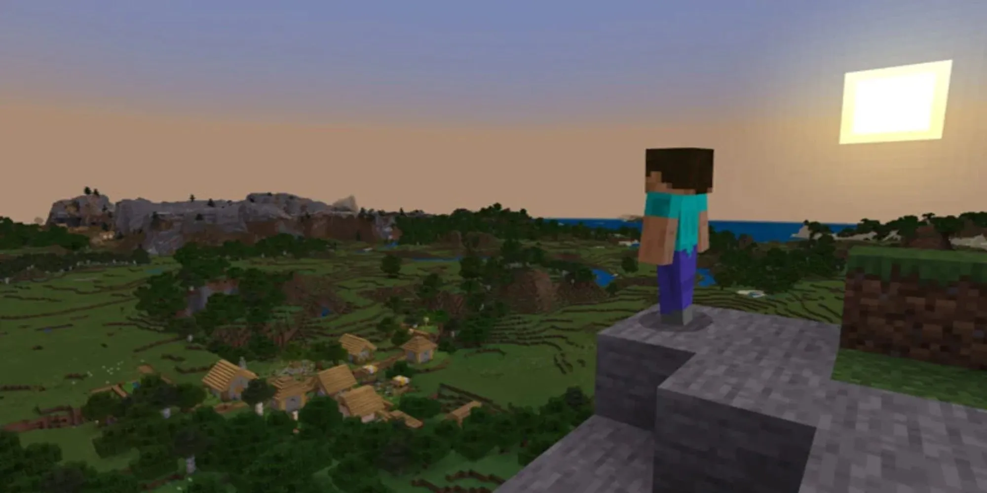 Hình ảnh gameplay của Minecraft hiển thị thế giới khối vuông đặc trưng
