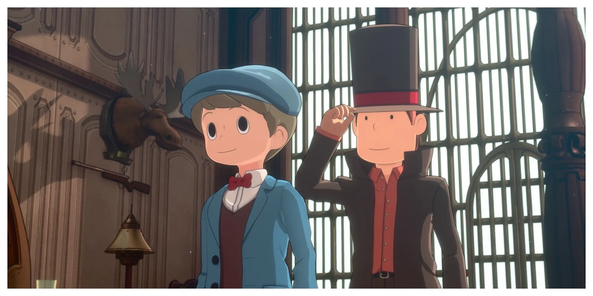 Hình ảnh nhân vật chính Professor Layton trong game Professor Layton and the New World of Steam trên Switch 2