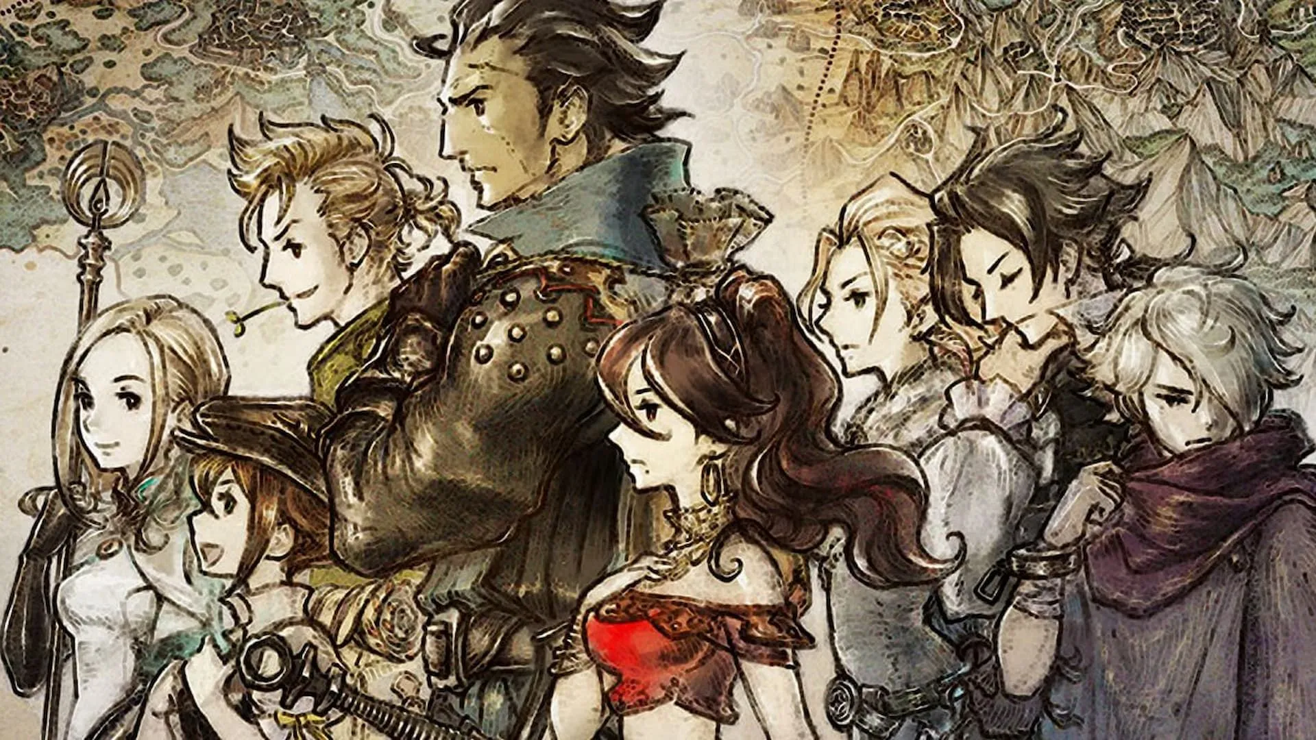 Hình ảnh quảng bá Octopath Traveler, JRPG phong cách HD-2D với 8 nhân vật chính và lối chơi chiến thuật theo lượt độc đáo