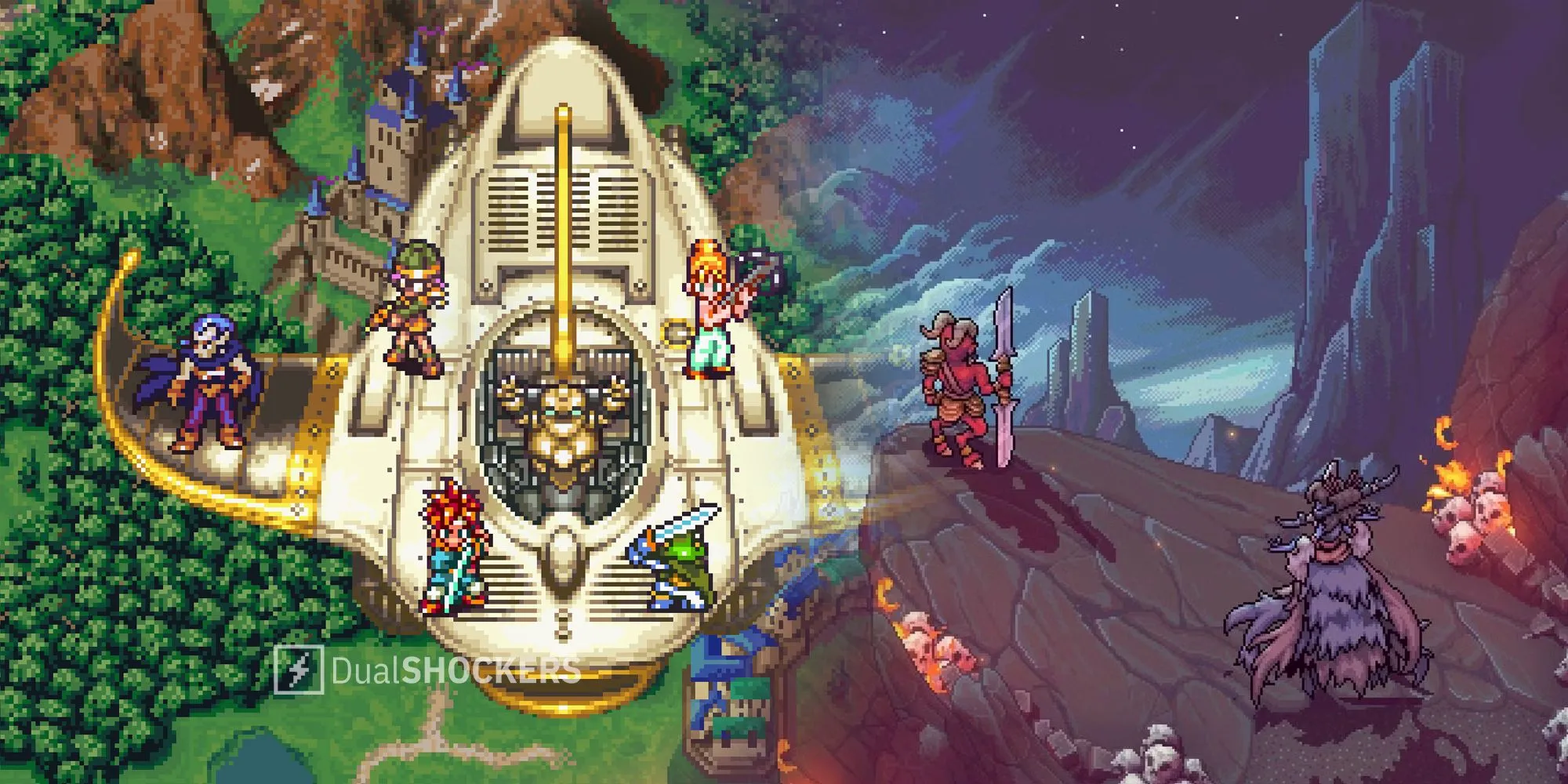Hình ảnh so sánh gameplay Sea of Stars và Chrono Trigger, thảo luận về kết thúc
